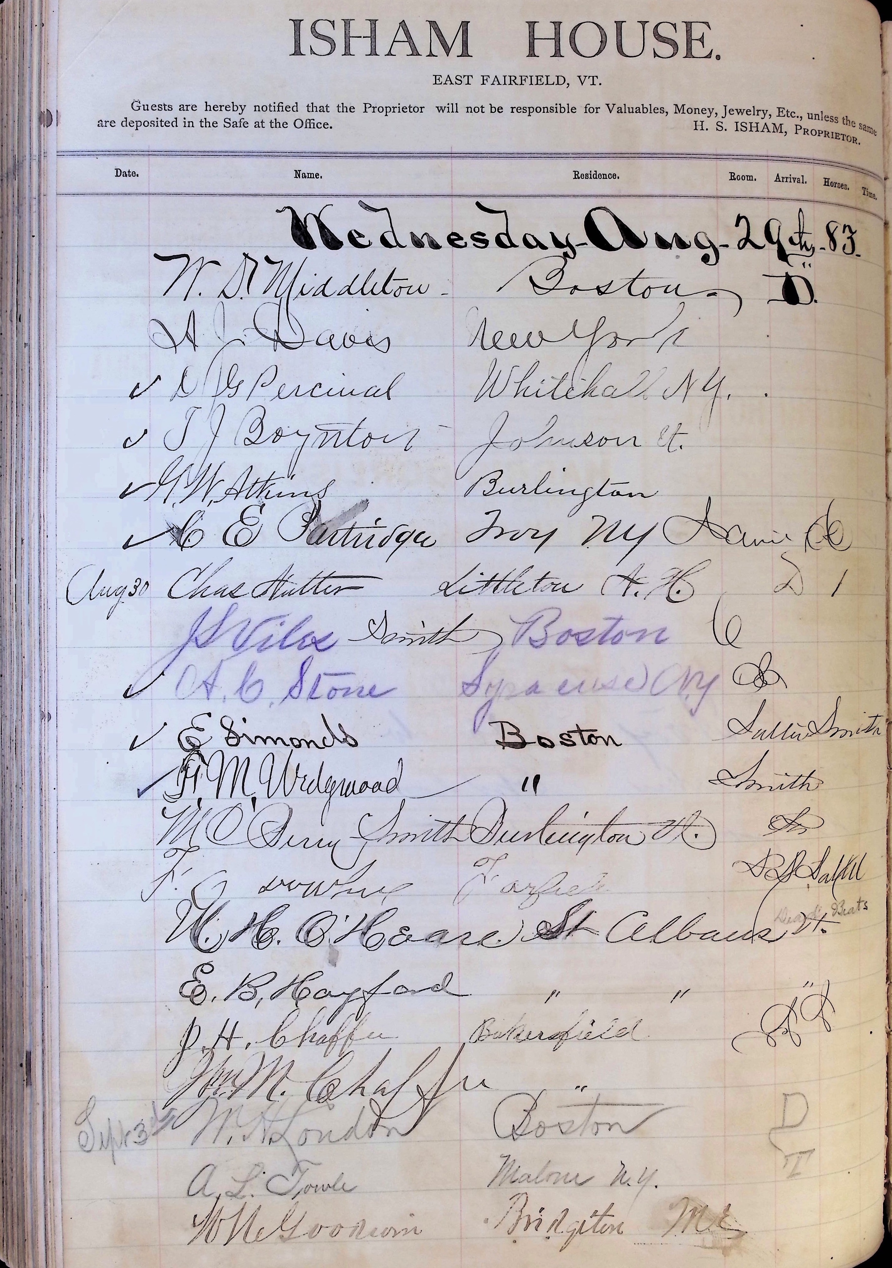 Isham Hotel register Vol. 1, Page 195
