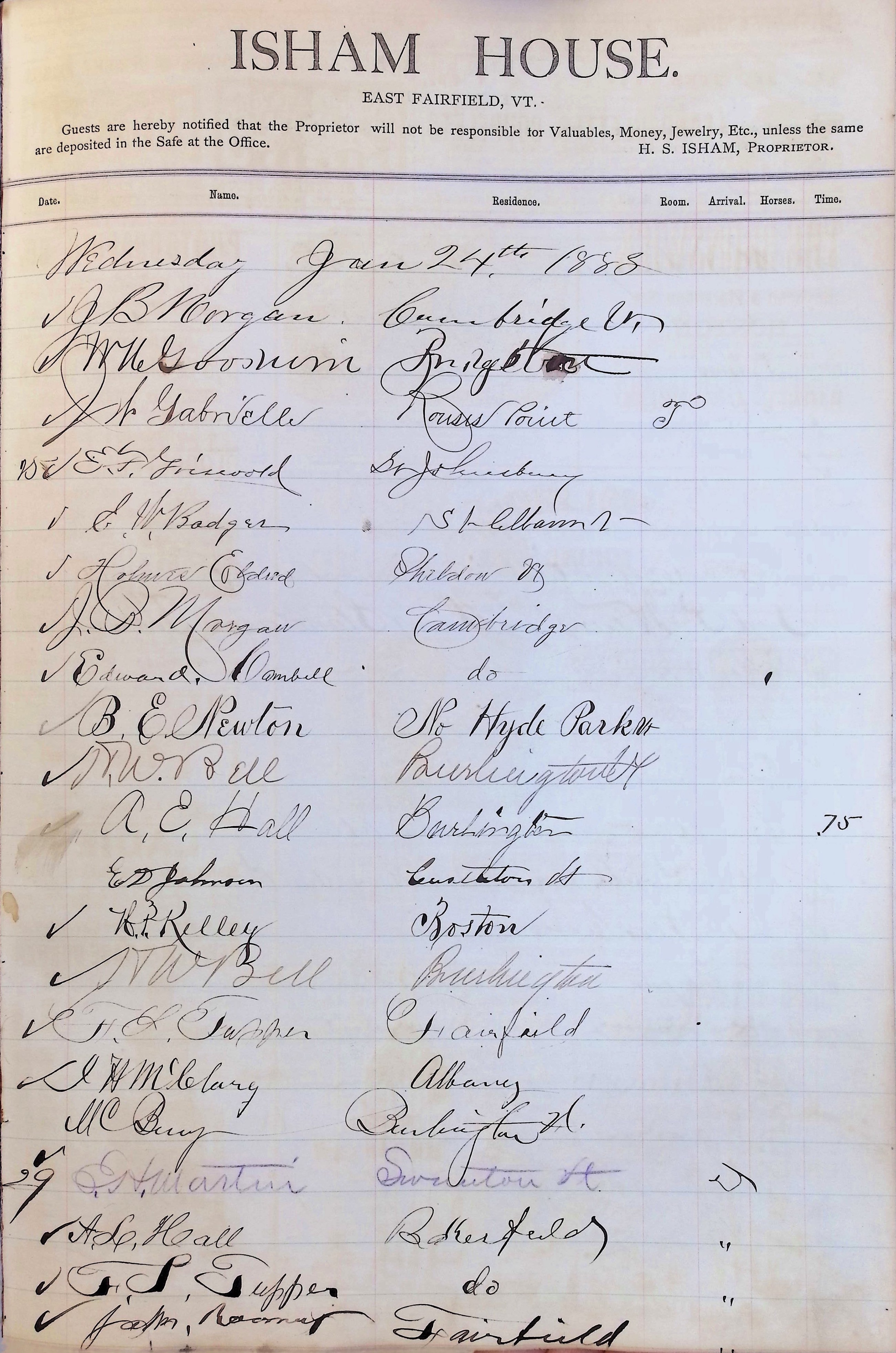 Isham Hotel register Vol. 1, Page 196