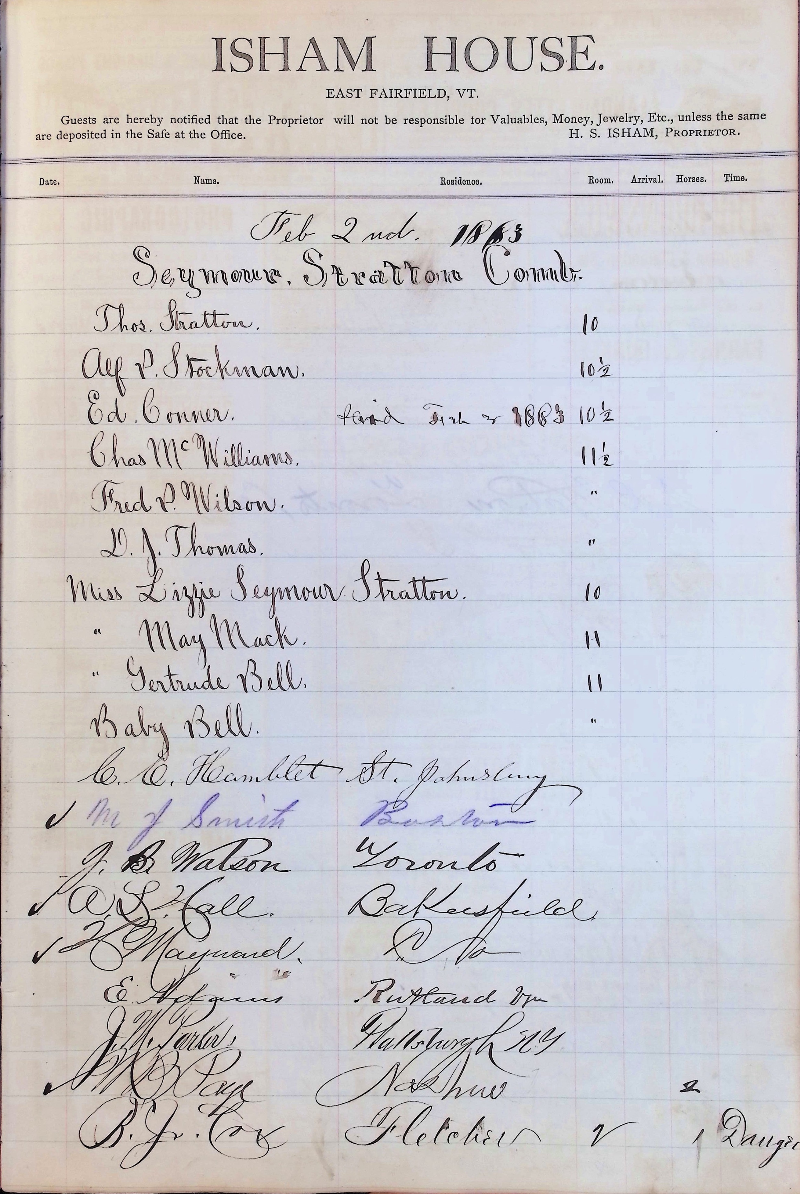 Isham Hotel register Vol. 1, Page 200