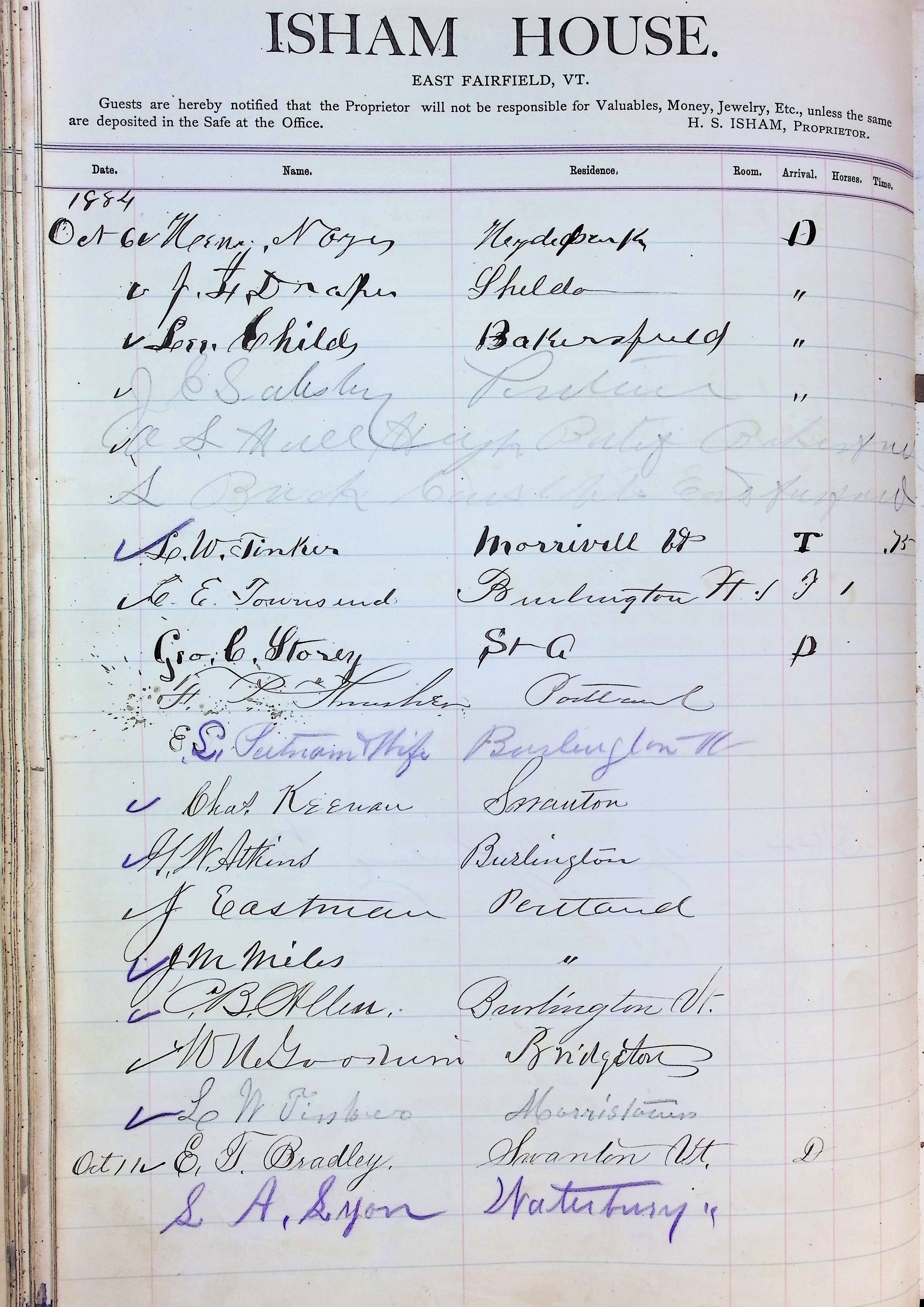 Isham Hotel register Vol. 2, Page 94