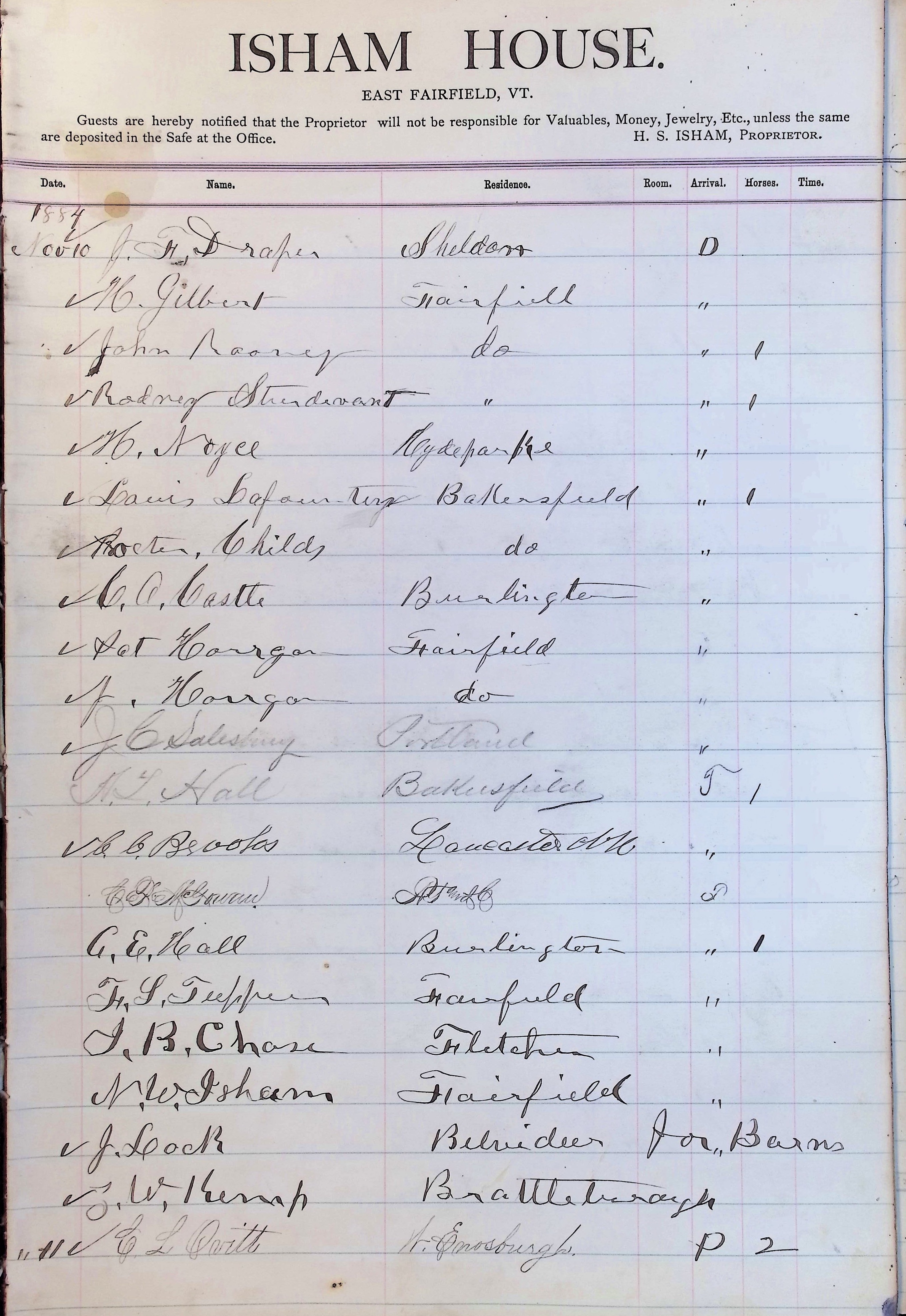 Isham Hotel register Vol. 2, Page 103