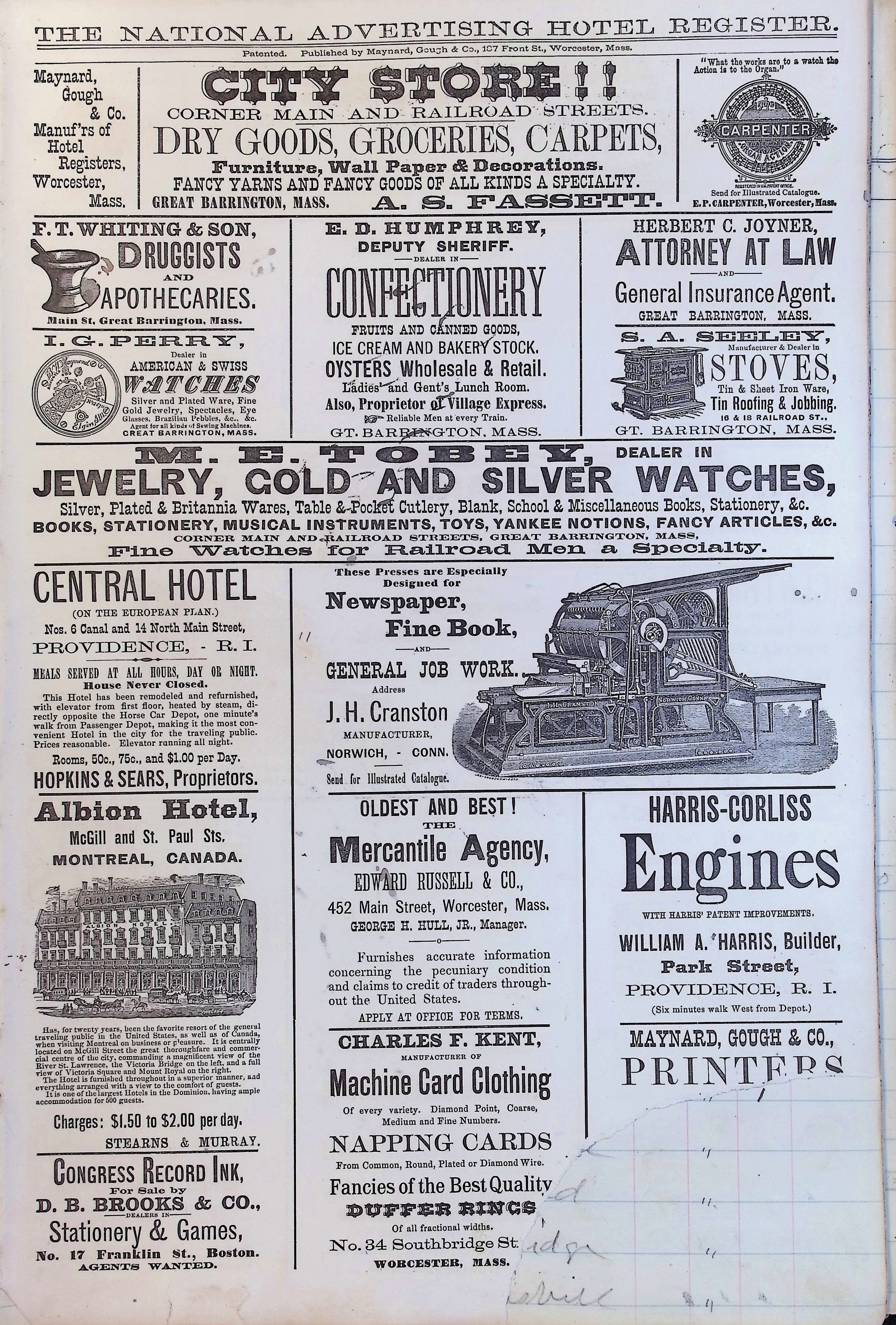 Isham Hotel register Vol. 2, Page 109