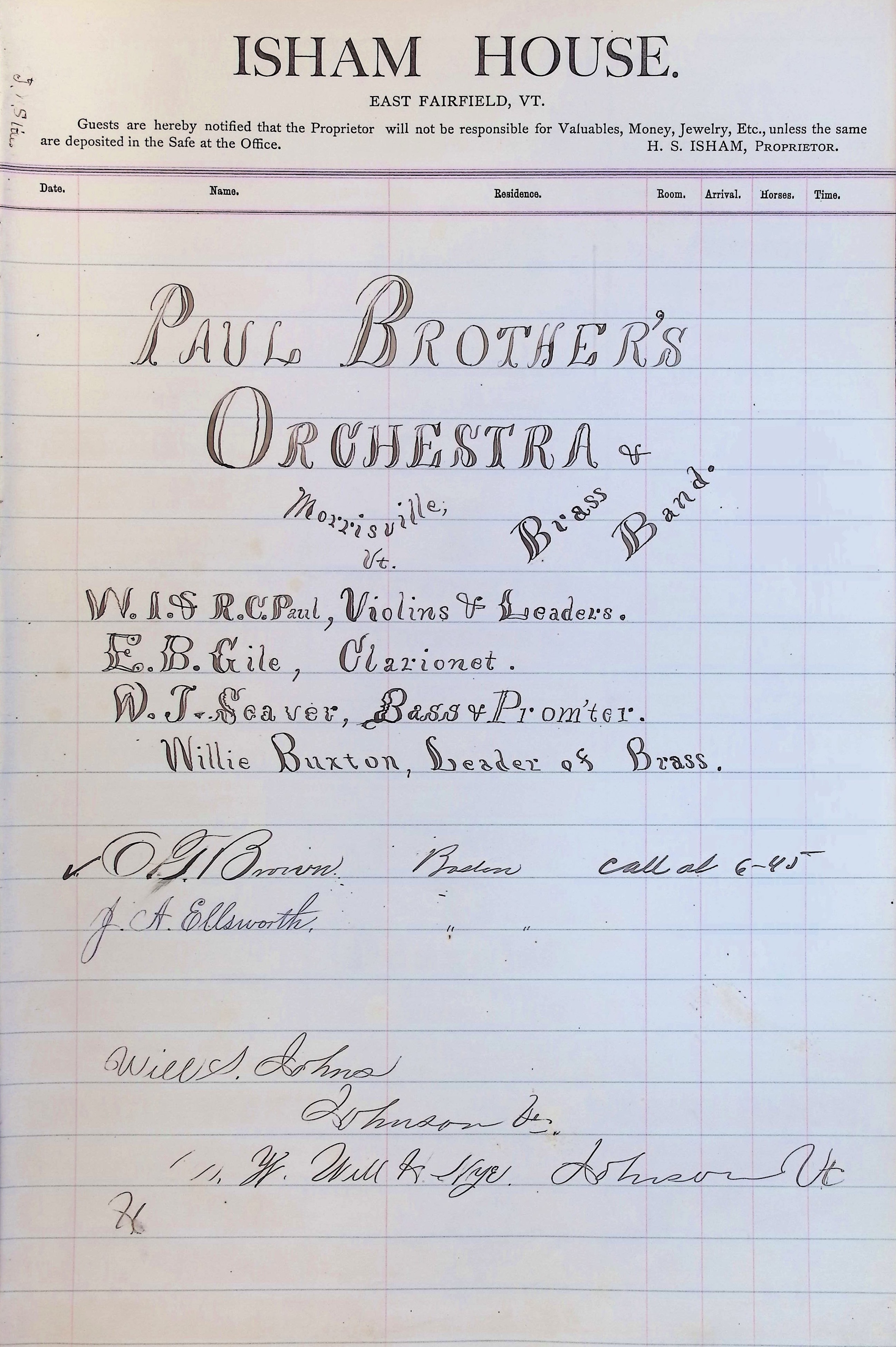 Isham Hotel register Vol. 2, Page 127