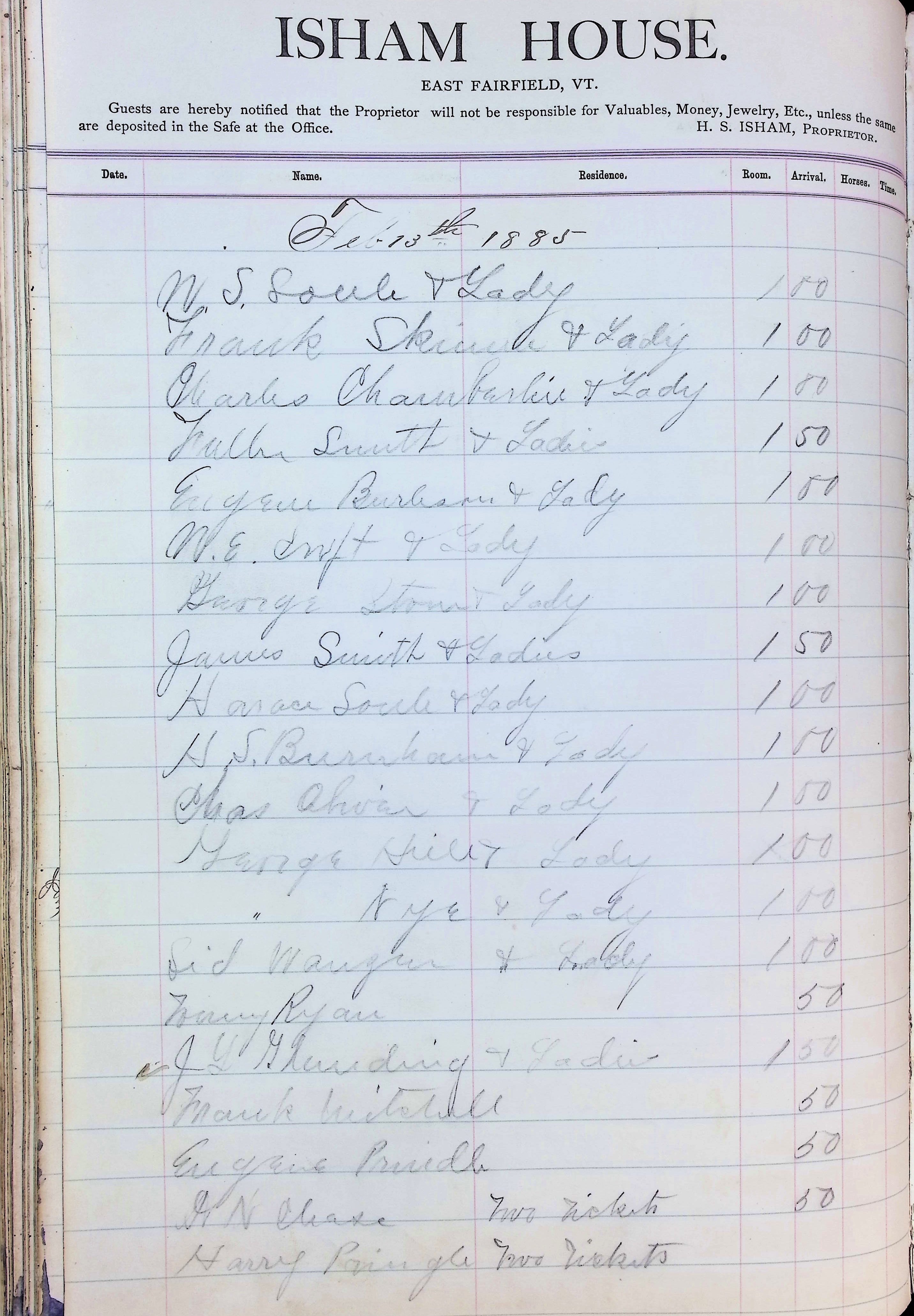 Isham Hotel register Vol. 2, Page 128