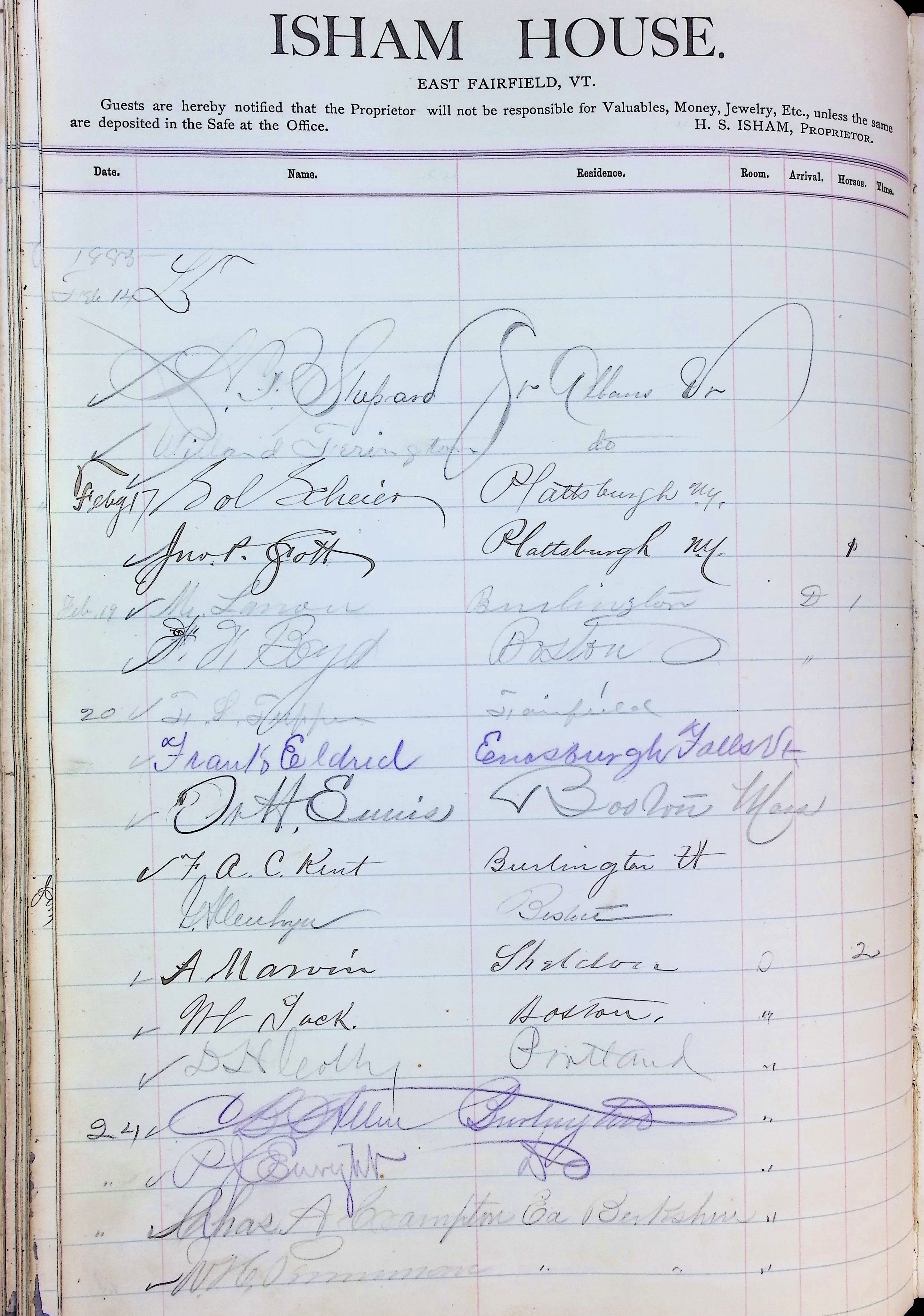 Isham Hotel register Vol. 2, Page 132