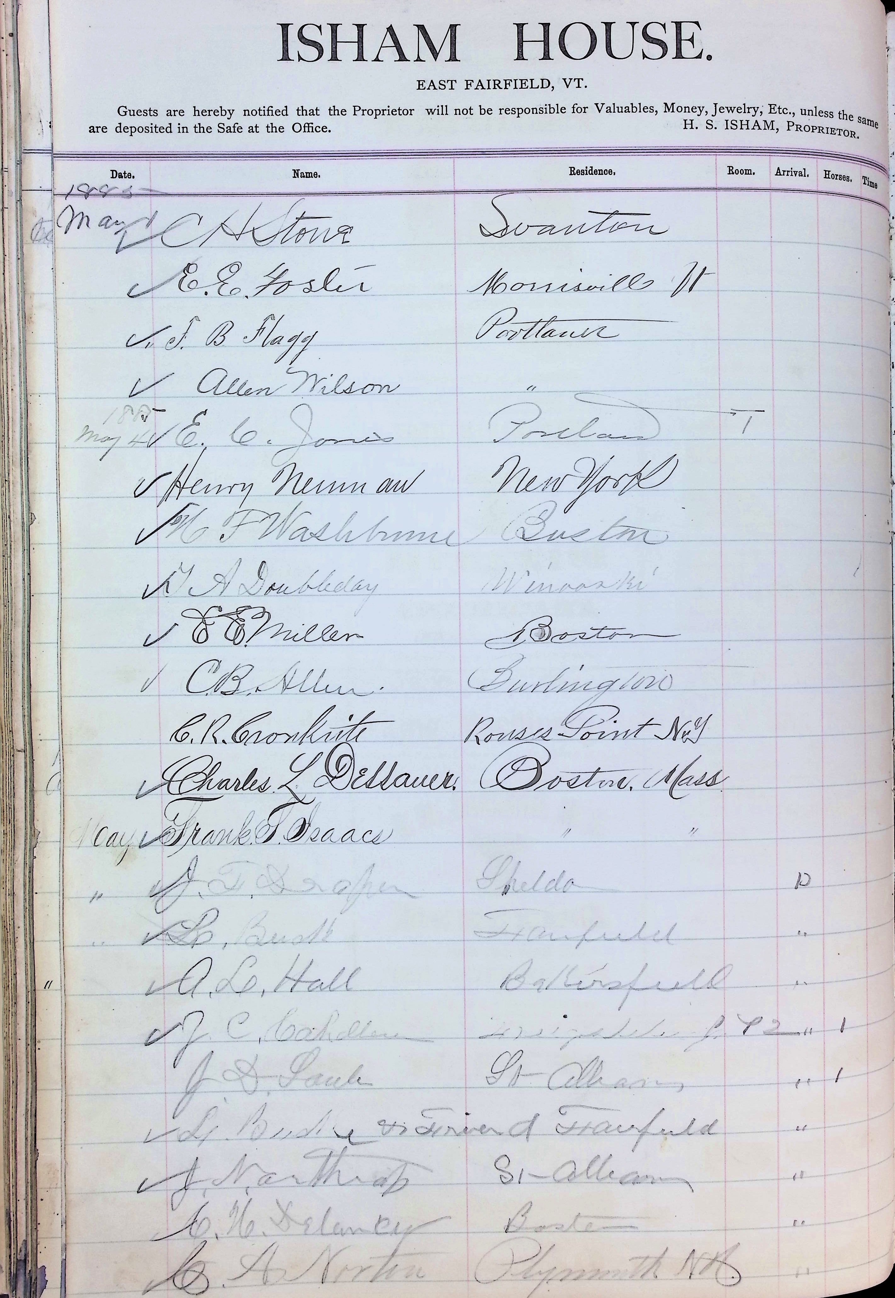 Isham Hotel register Vol. 2, Page 146