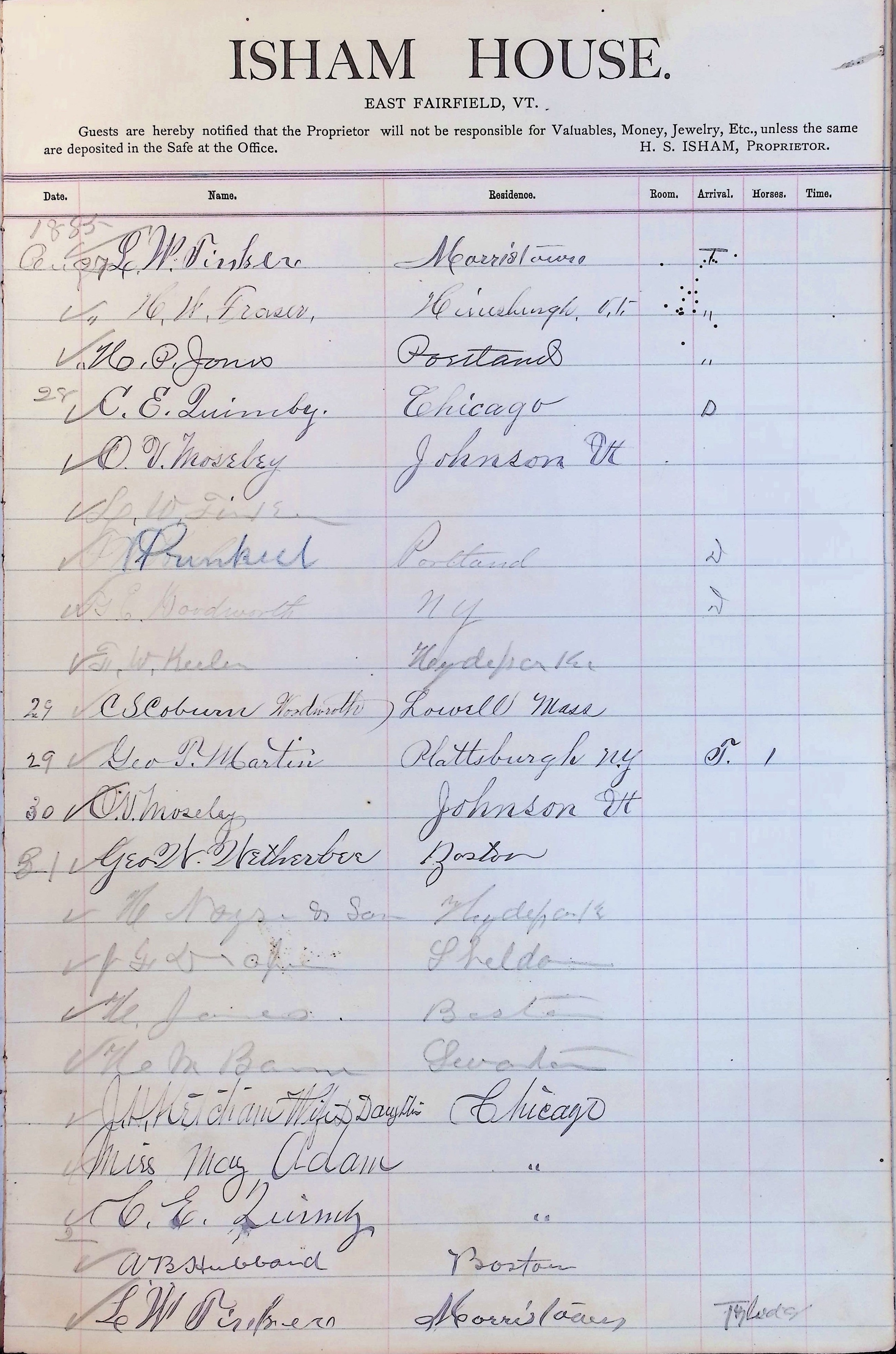 Isham Hotel register Vol. 2, Page 177