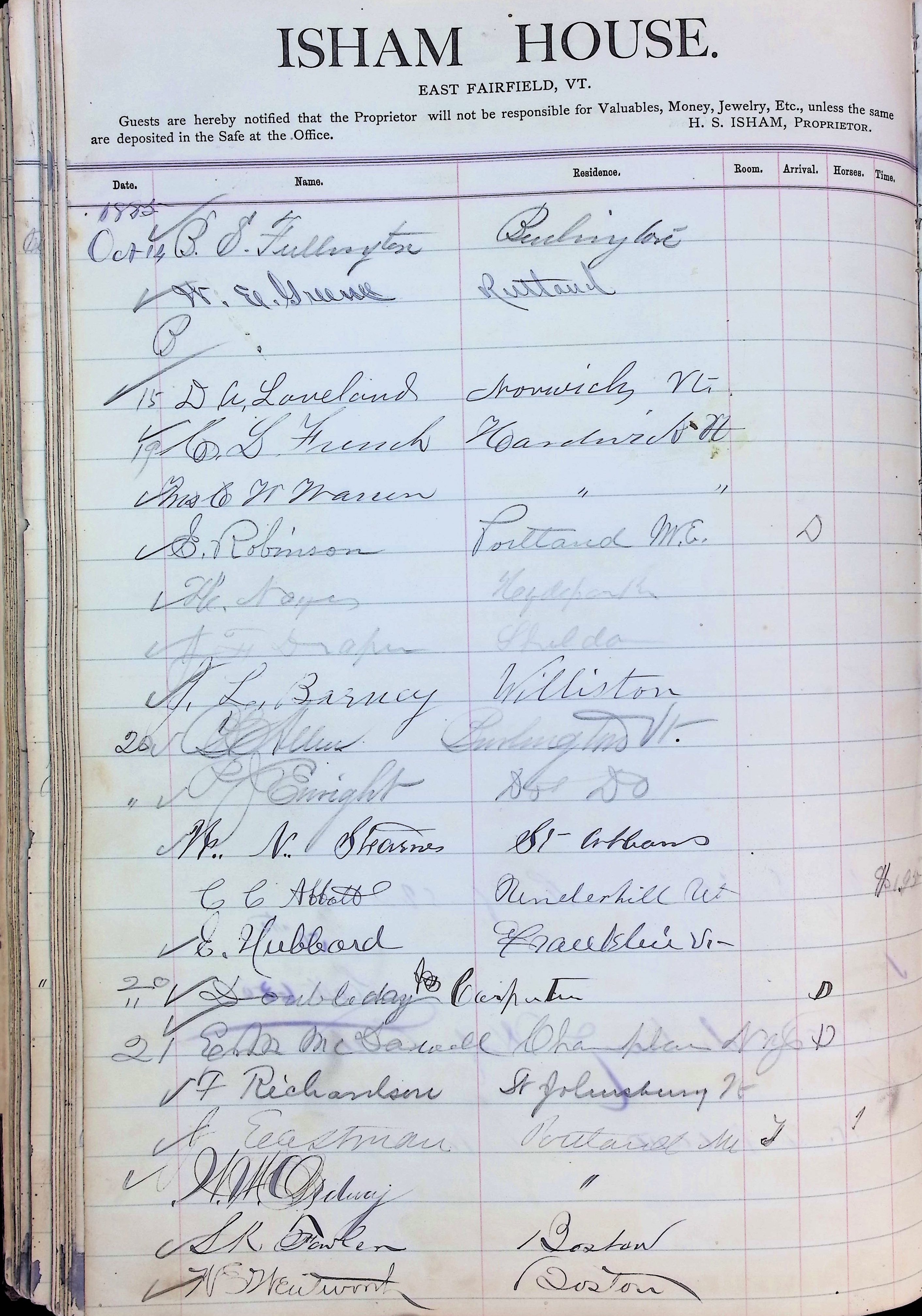 Isham Hotel register Vol. 2, Page 192