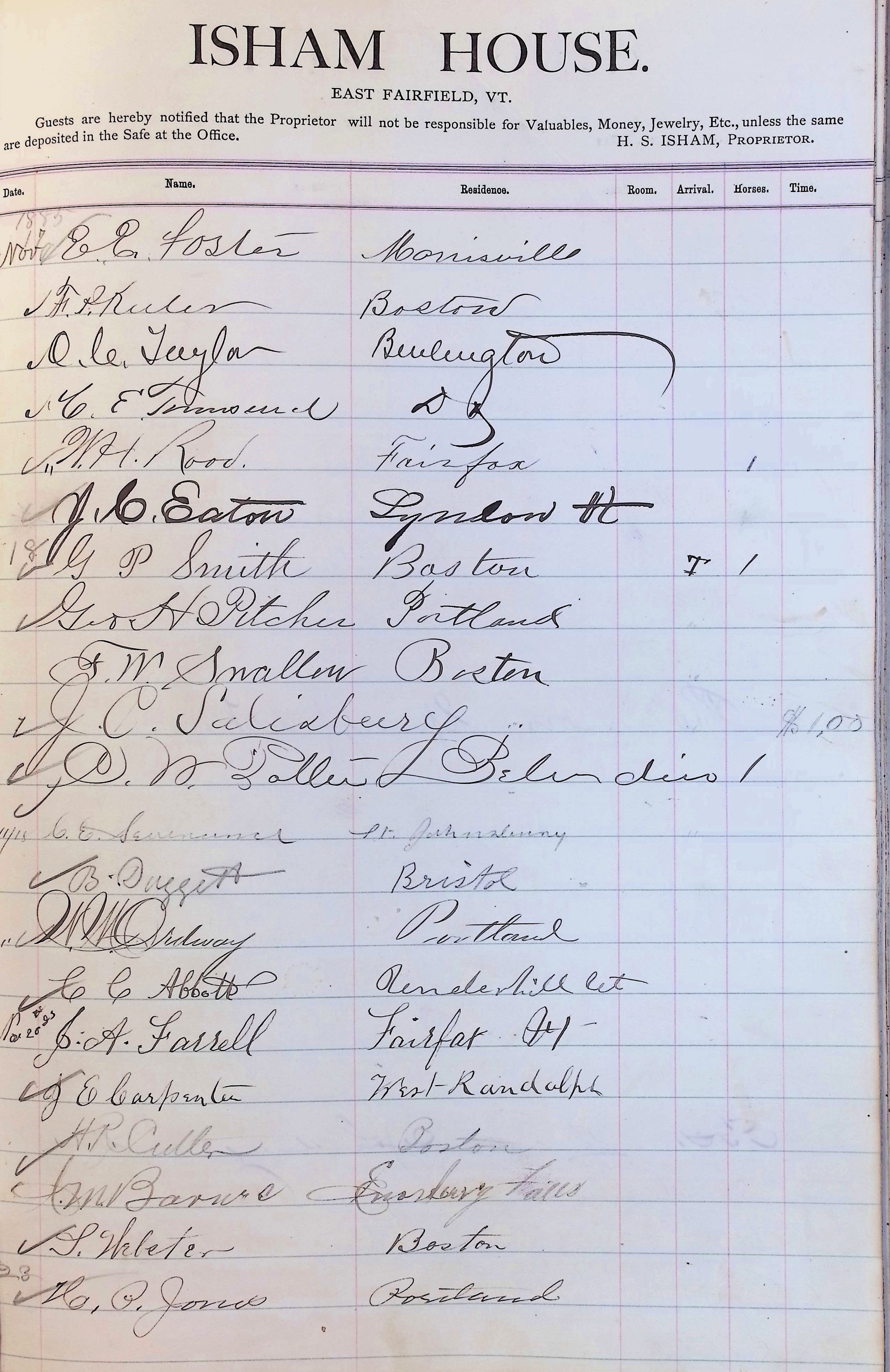 Isham Hotel register Vol. 2, Page 203