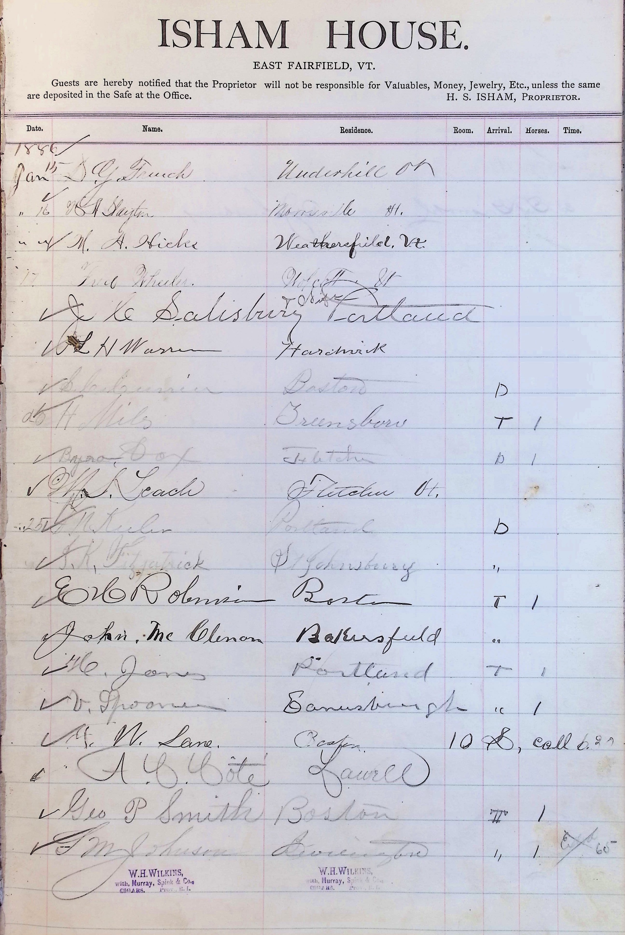 Isham Hotel register Vol. 2, Page 213