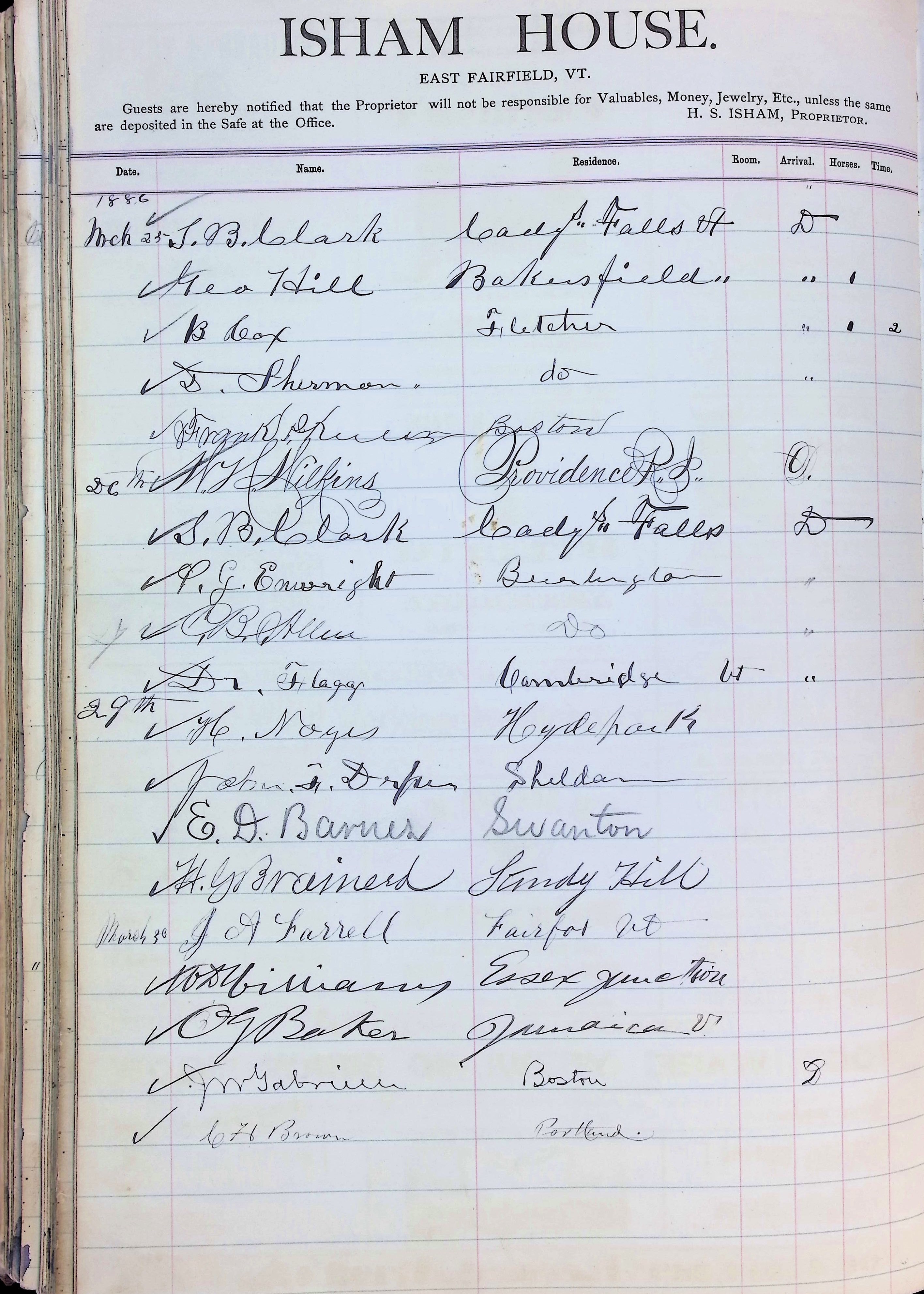 Isham Hotel register Vol. 2, Page 230