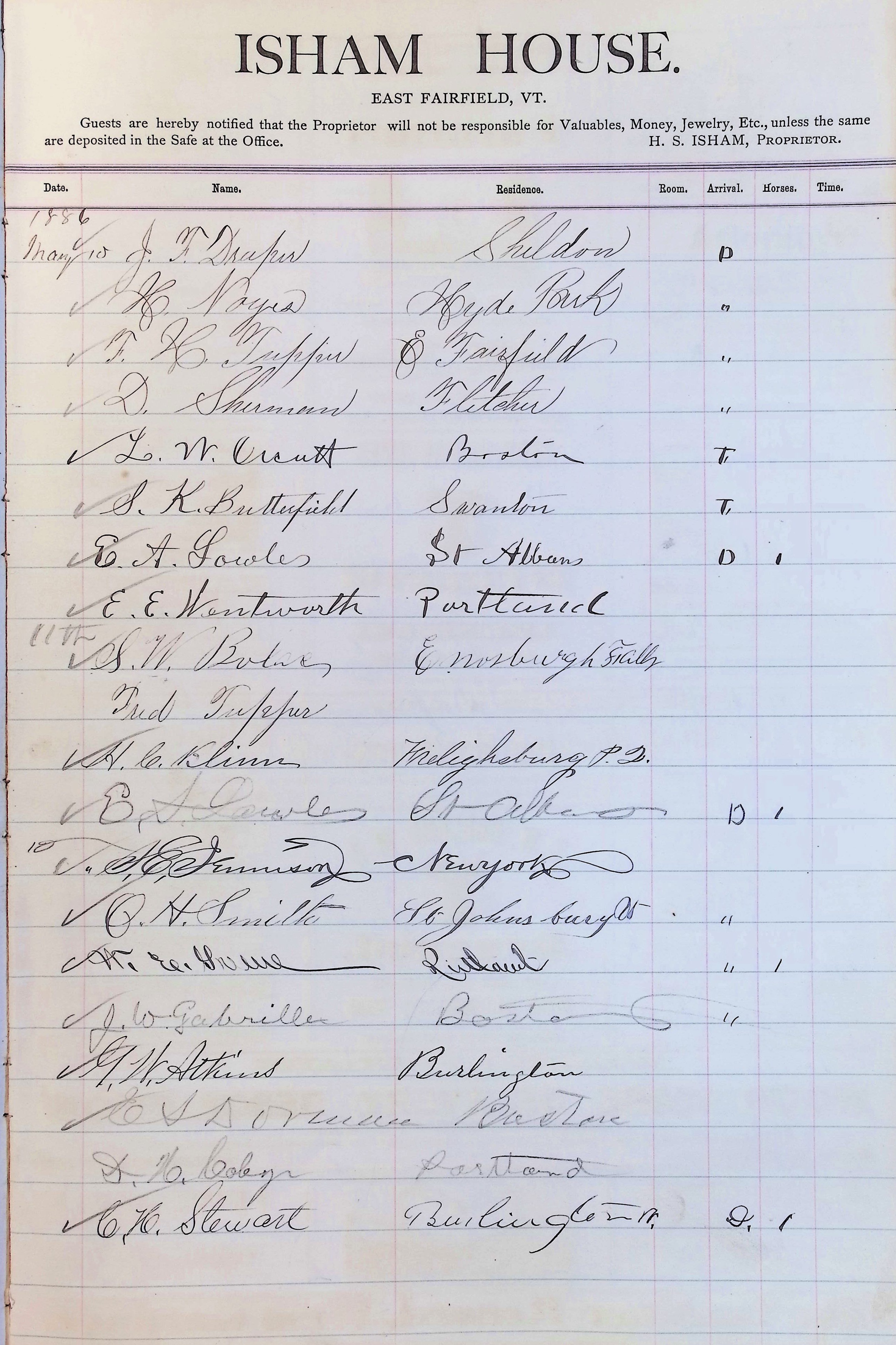 Isham Hotel register Vol. 2, Page 241