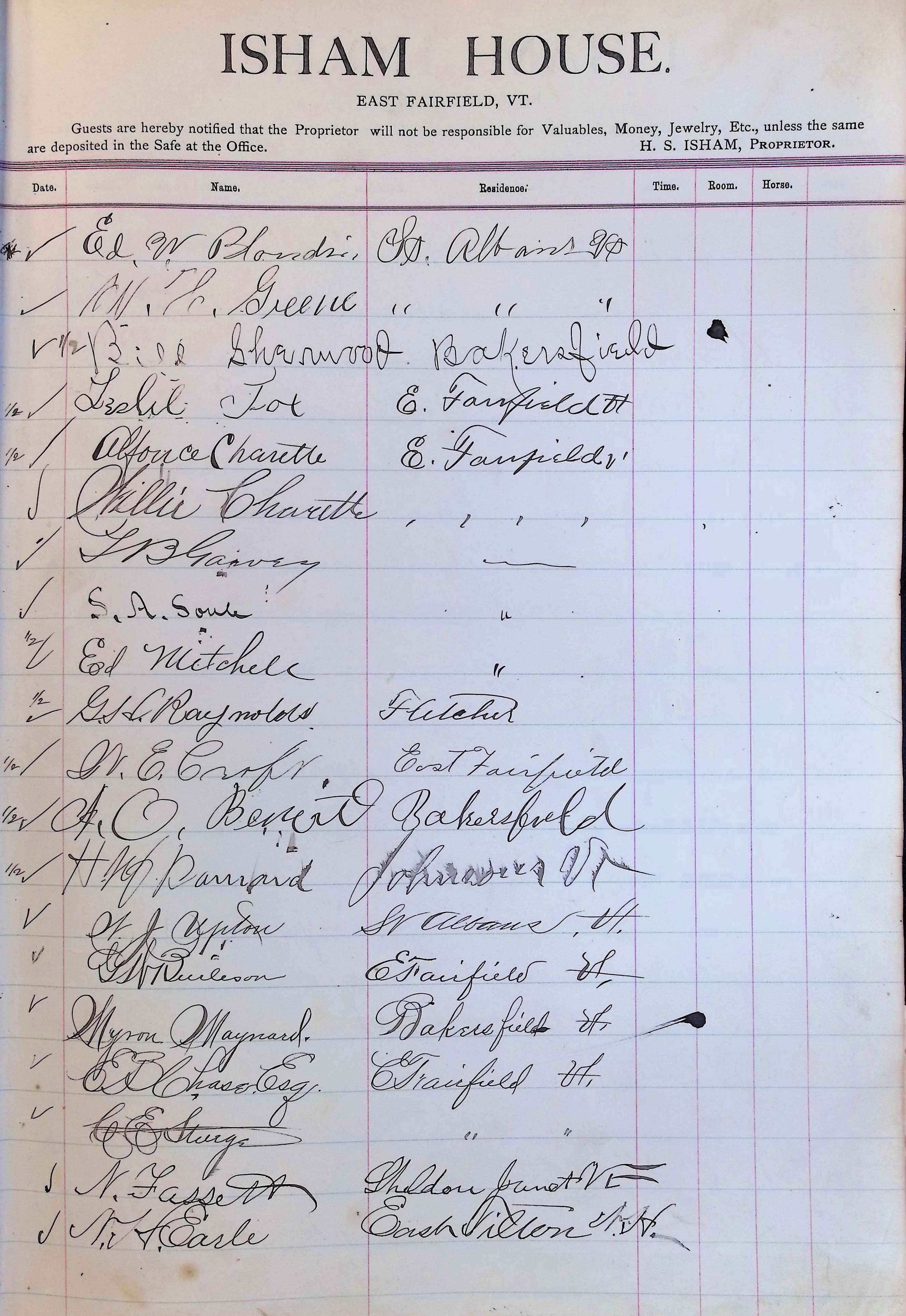 Isham Hotel register Vol. 3, Page 35