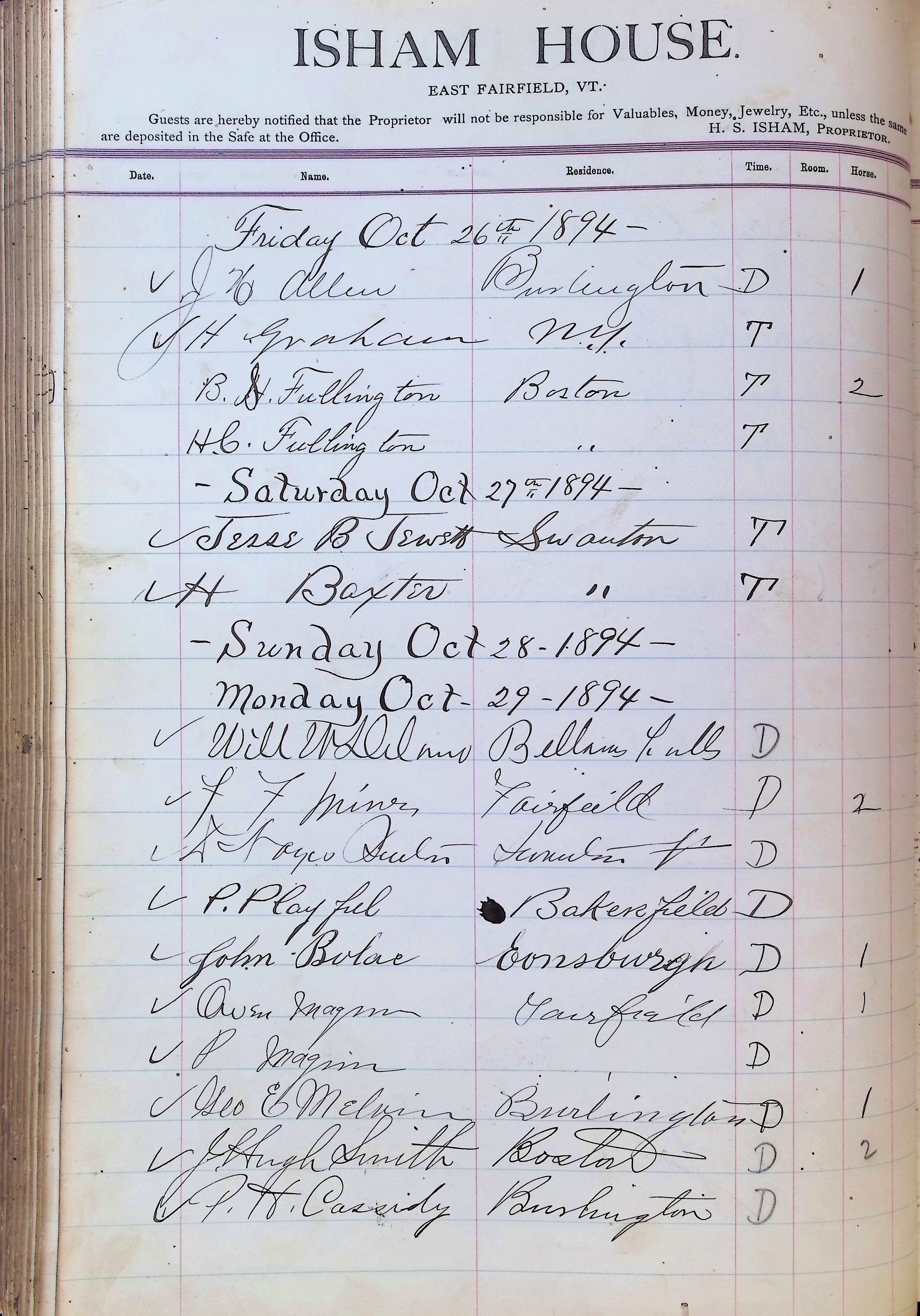 Isham Hotel register Vol. 3, Page 248