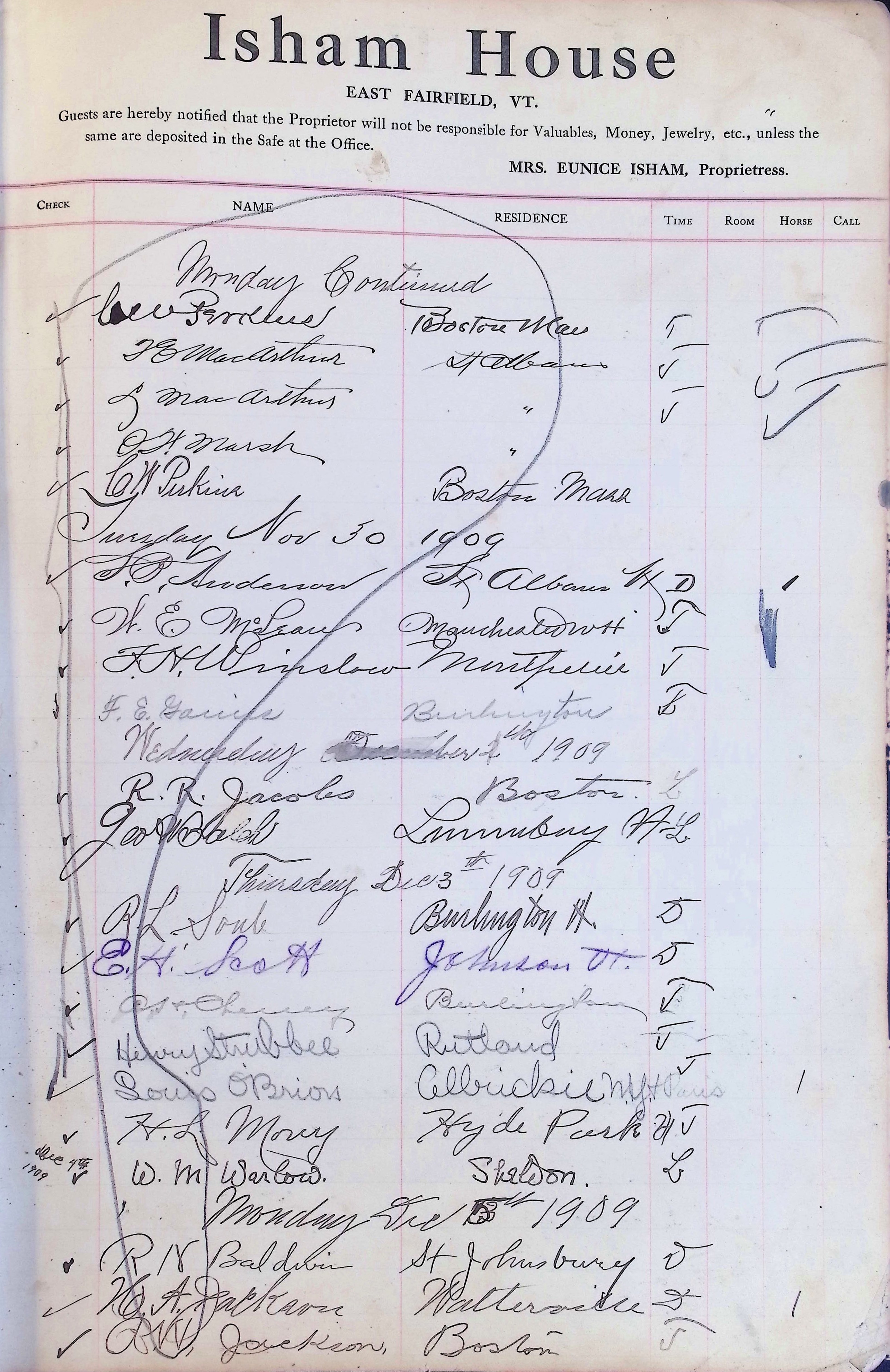 Isham Hotel register Vol. 4, Page 23