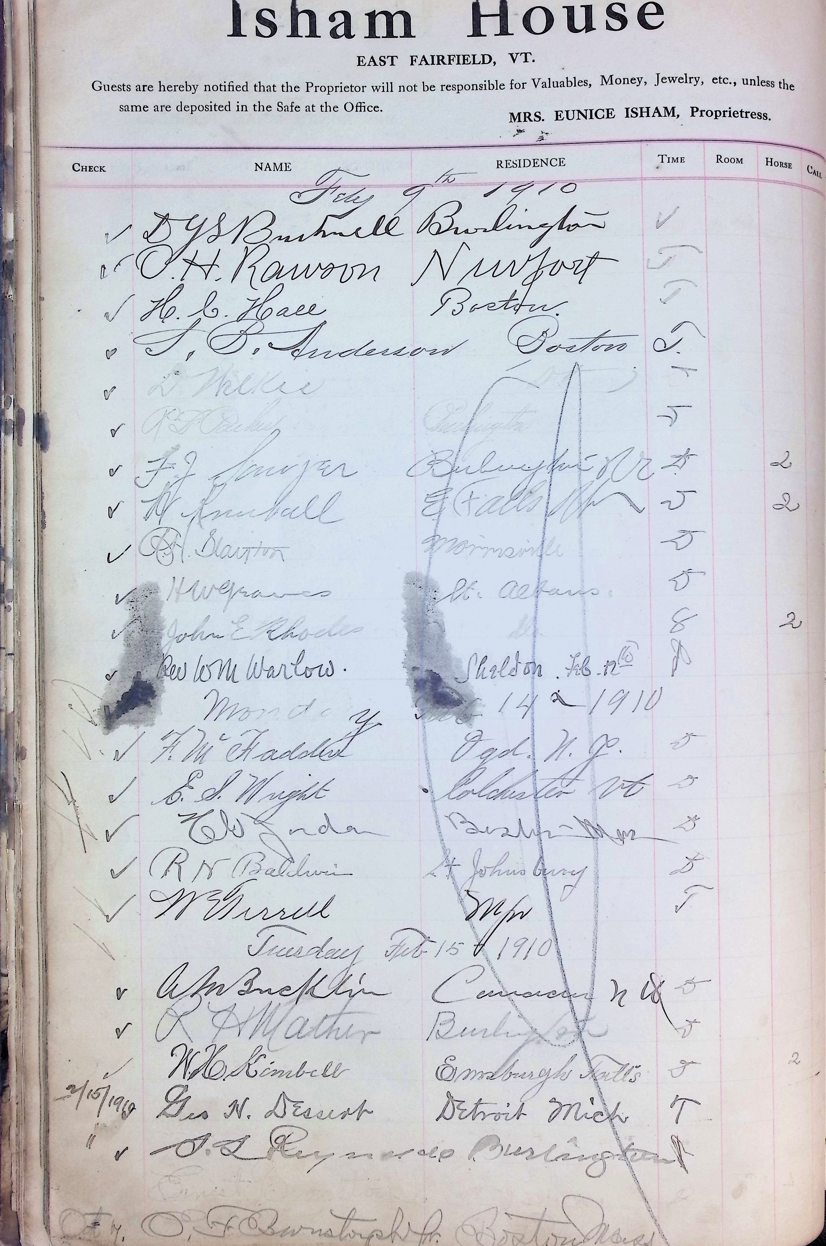 Isham Hotel register Vol. 4, Page 32