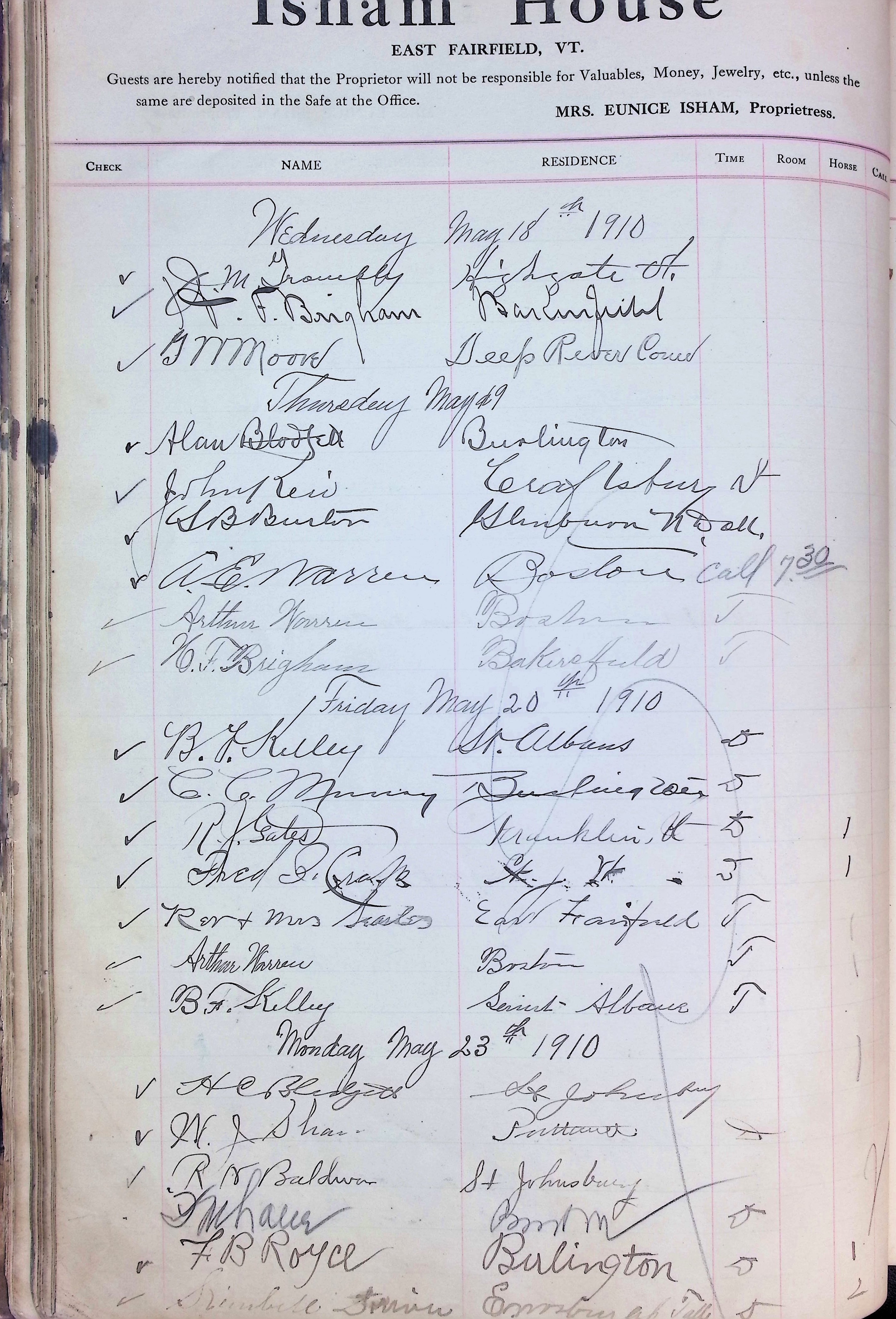 Isham Hotel register Vol. 4, Page 48