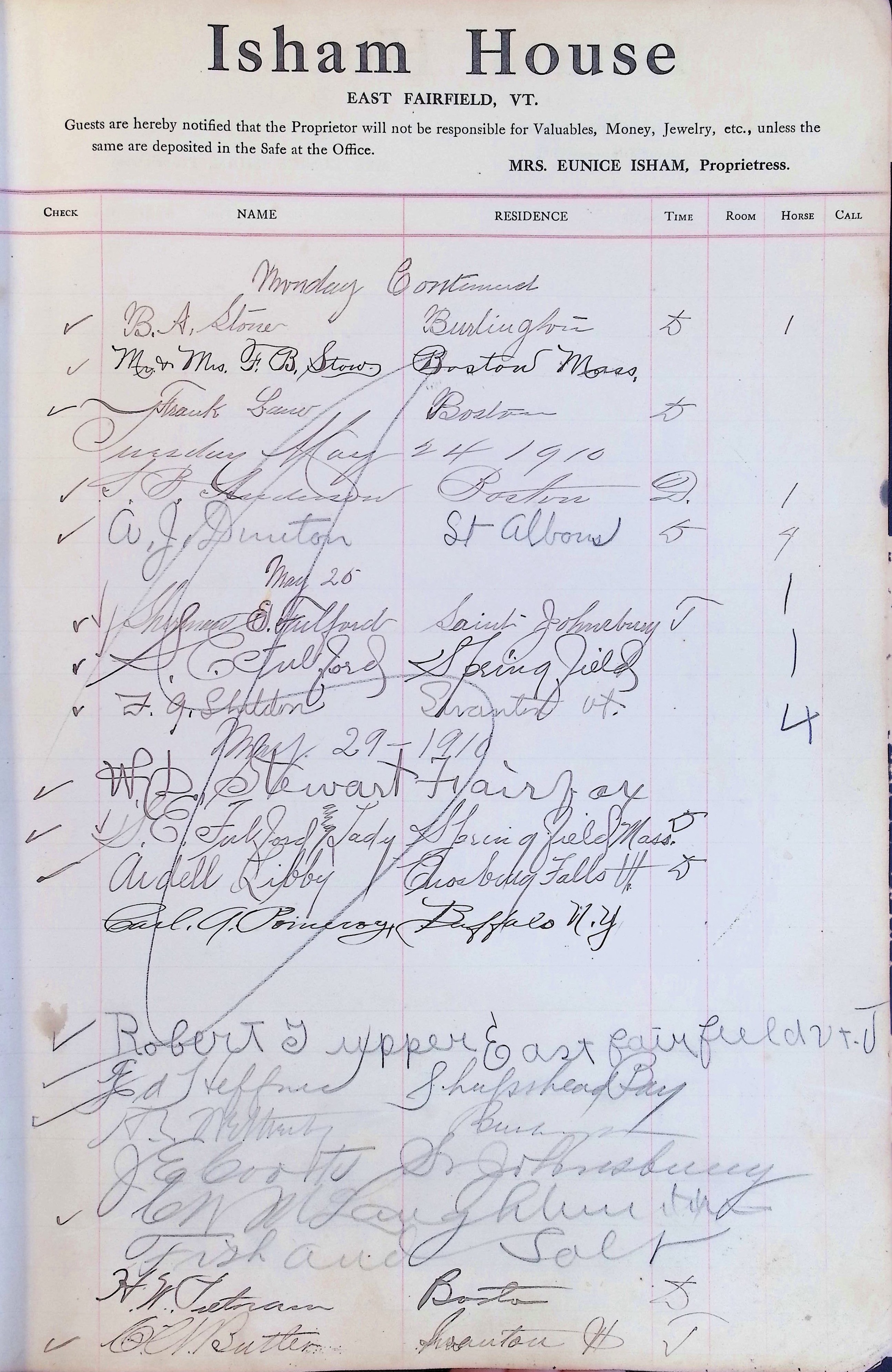 Isham Hotel register Vol. 4, Page 49