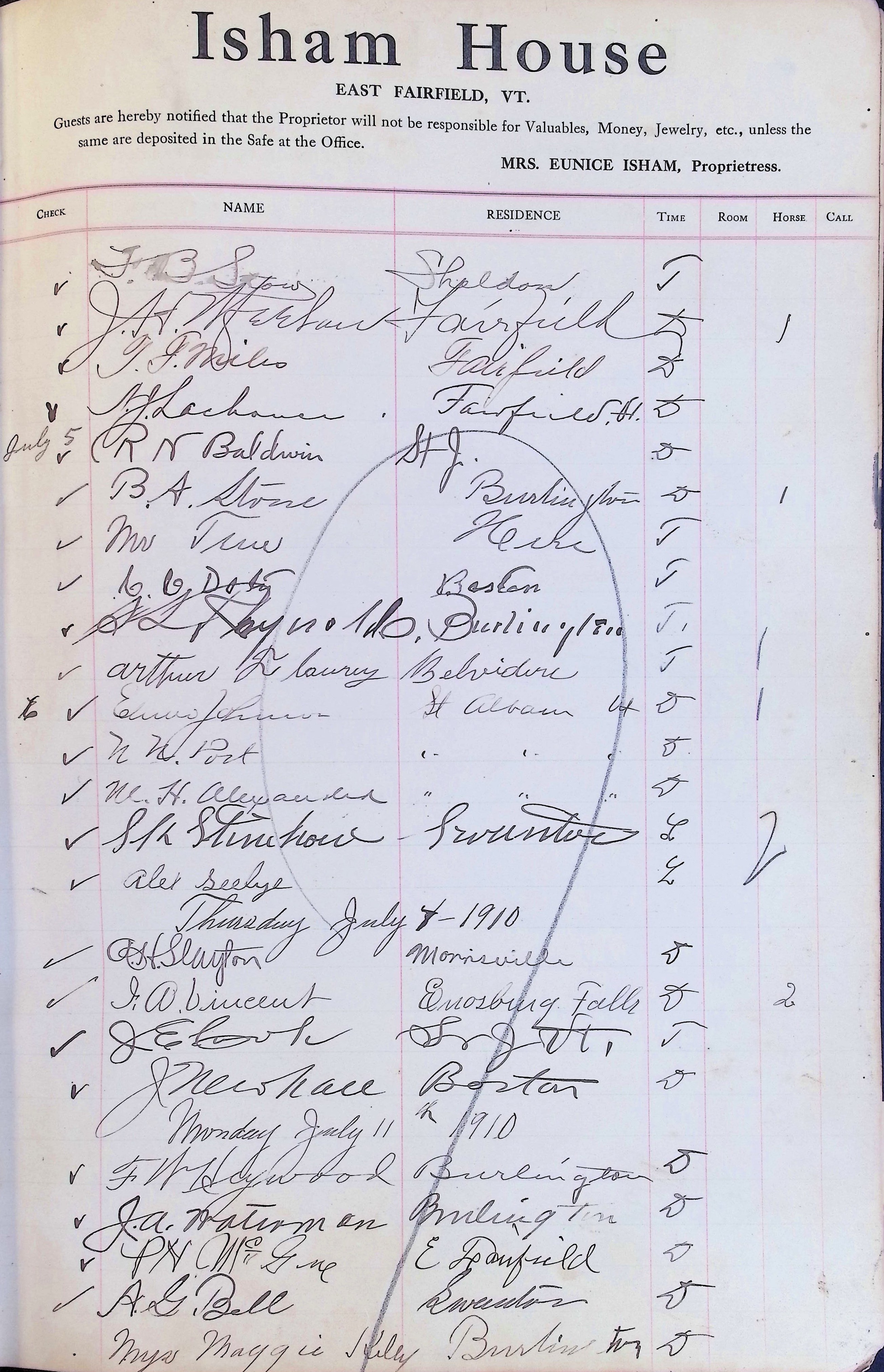 Isham Hotel register Vol. 4, Page 55
