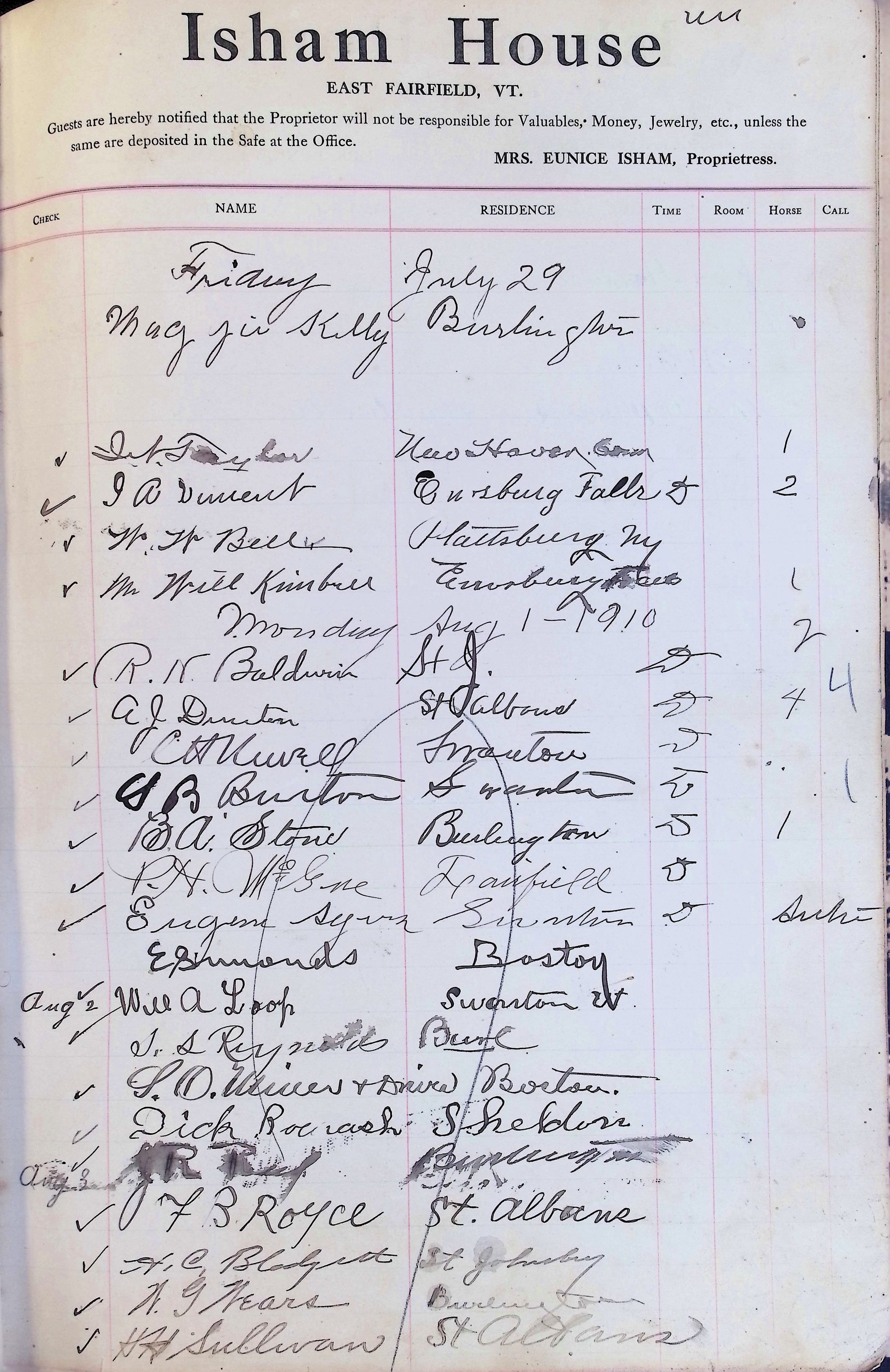 Isham Hotel register Vol. 4, Page 59