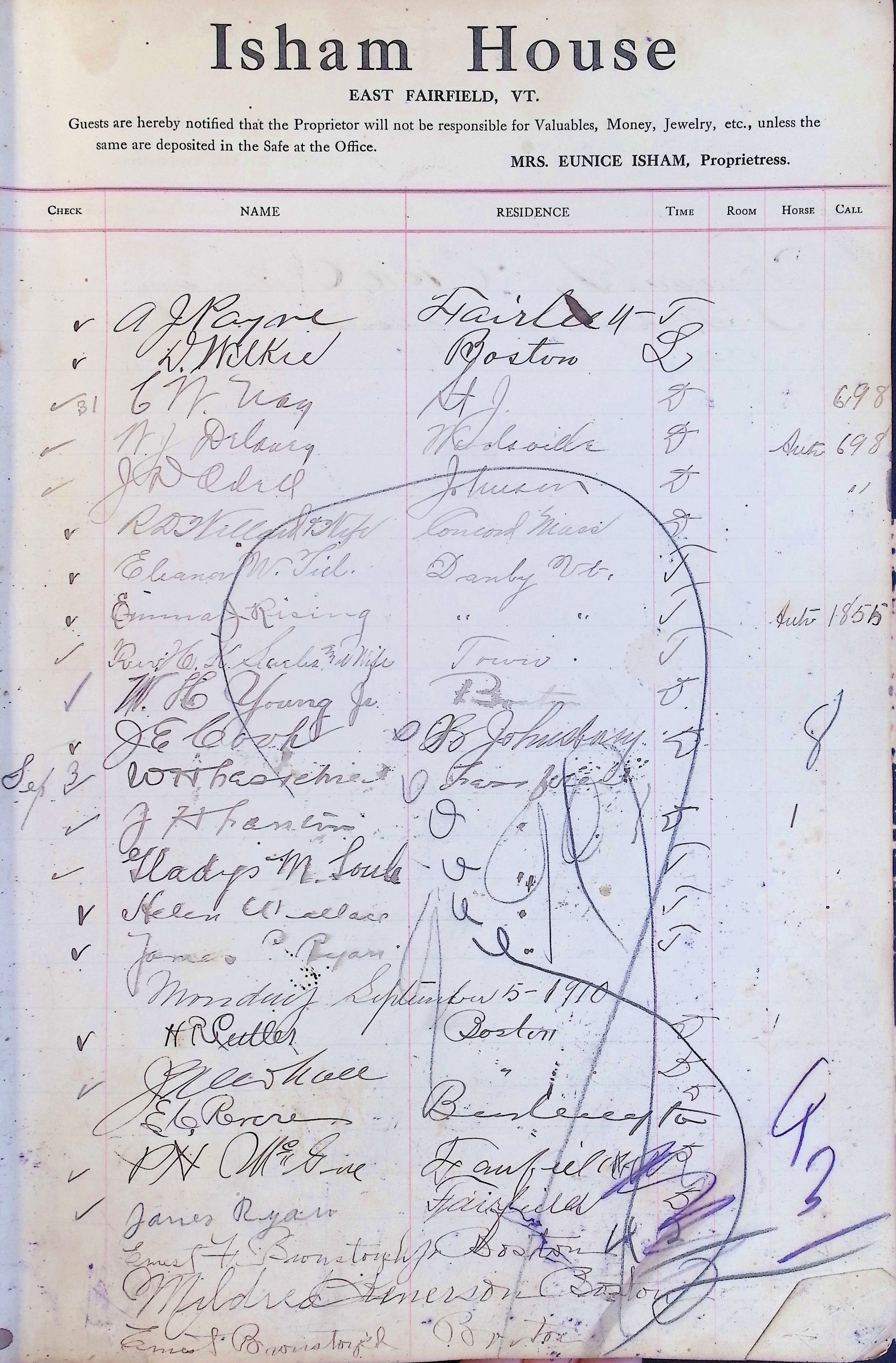 Isham Hotel register Vol. 4, Page 65