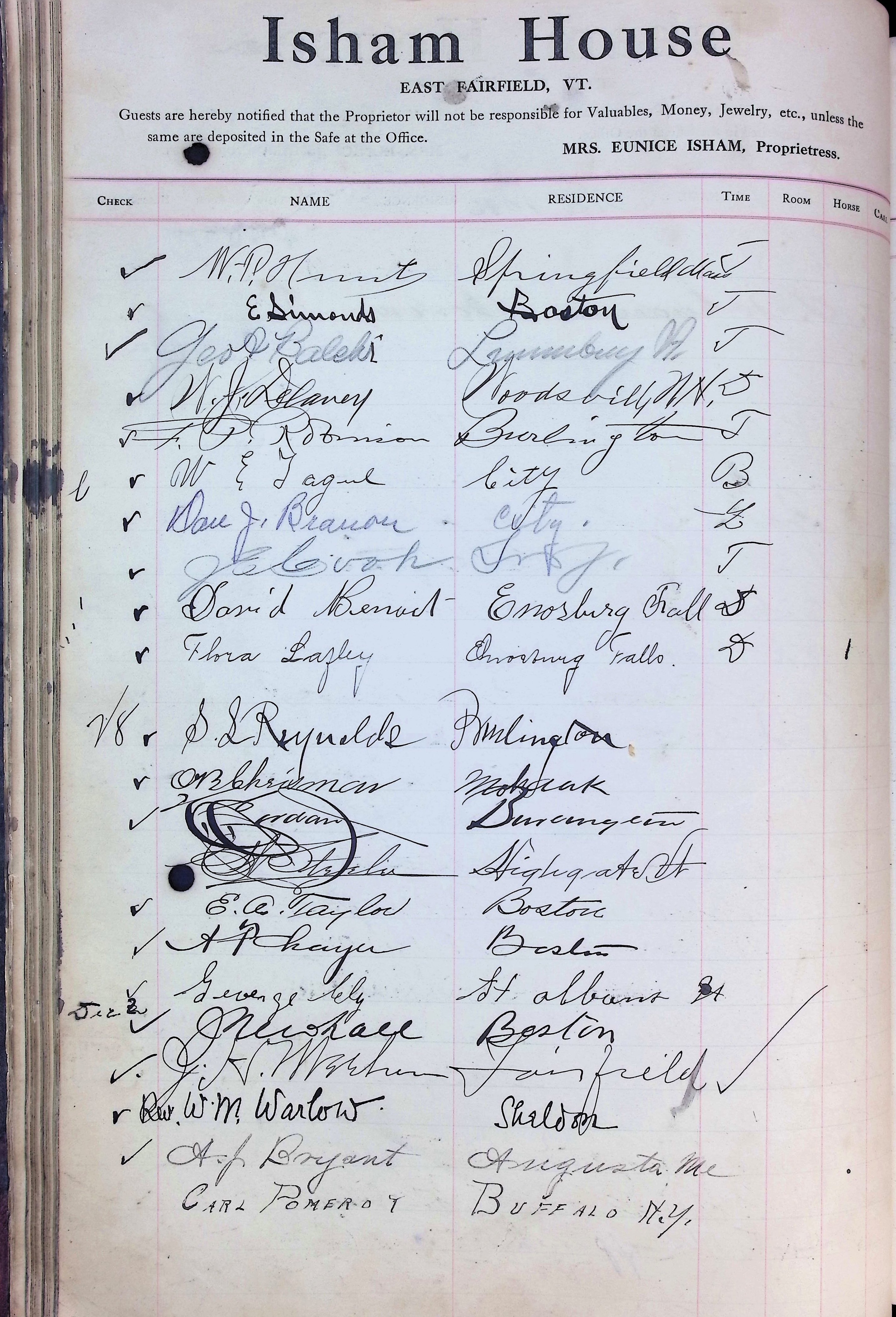 Isham Hotel register Vol. 4, Page 76