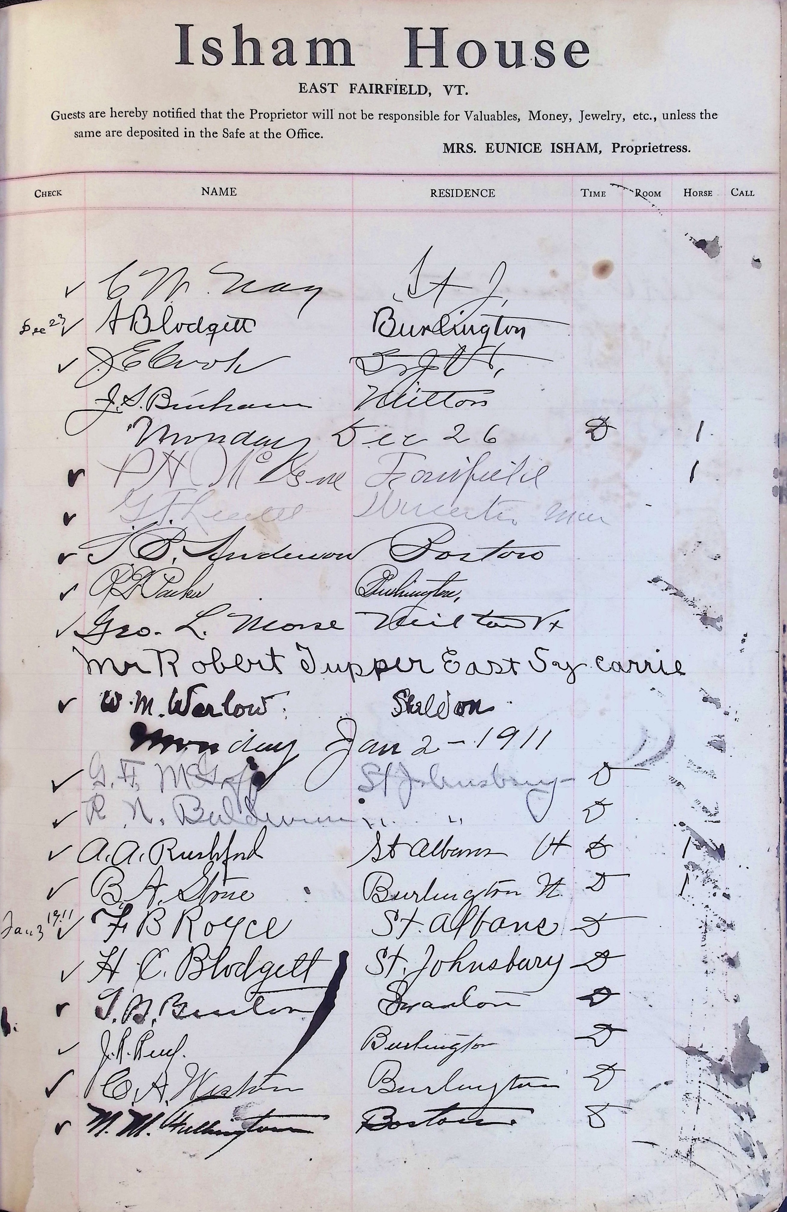 Isham Hotel register Vol. 4, Page 79