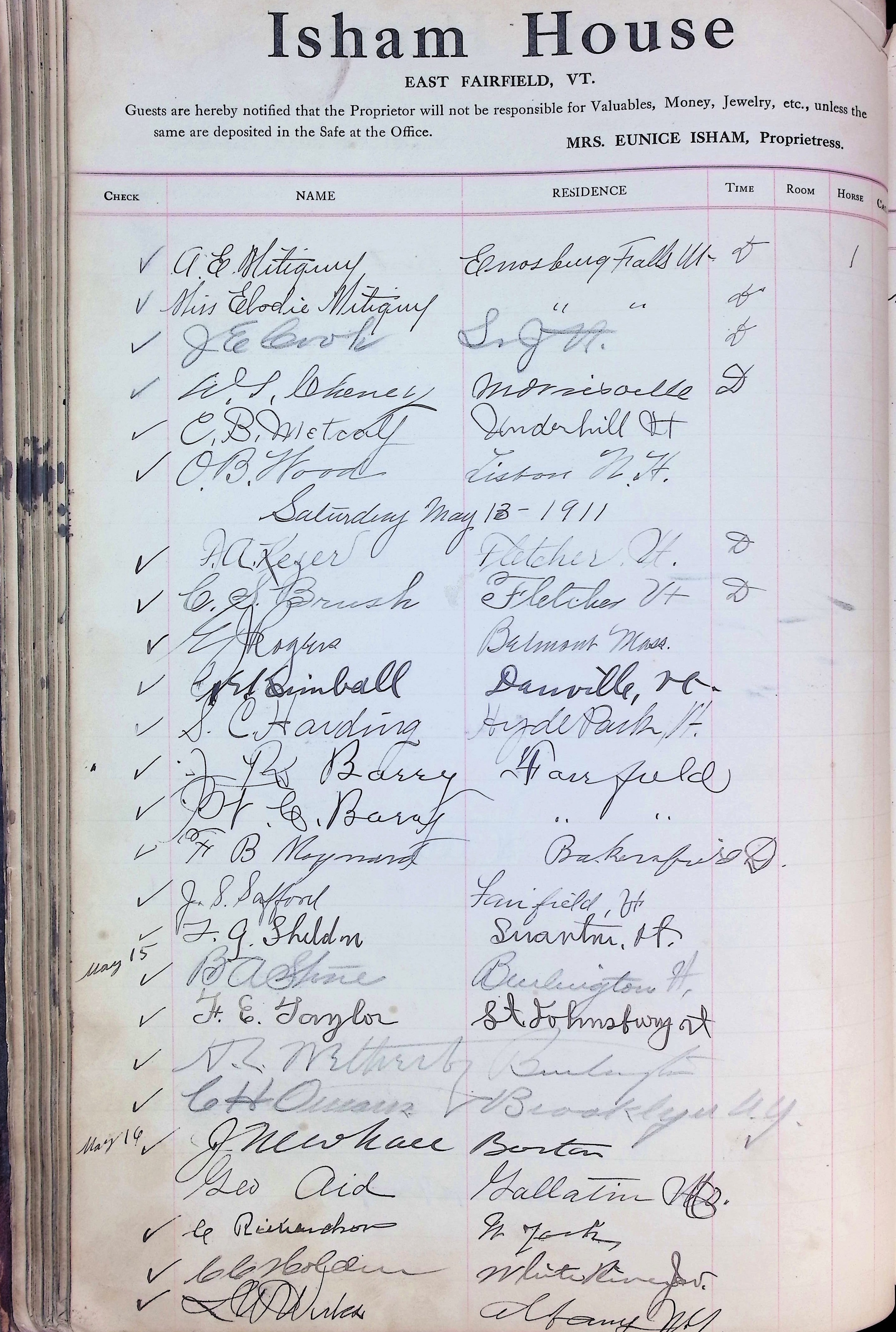 Isham Hotel register Vol. 4, Page 92