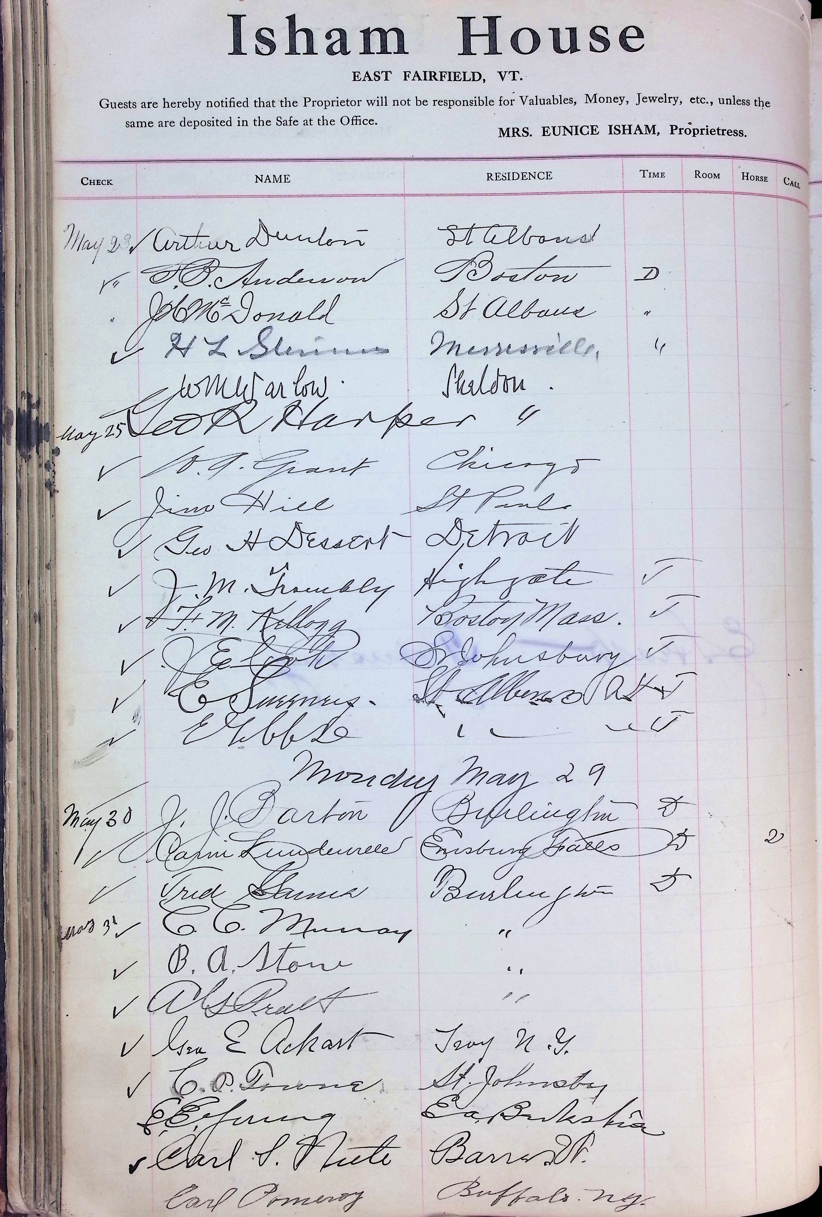 Isham Hotel register Vol. 4, Page 94