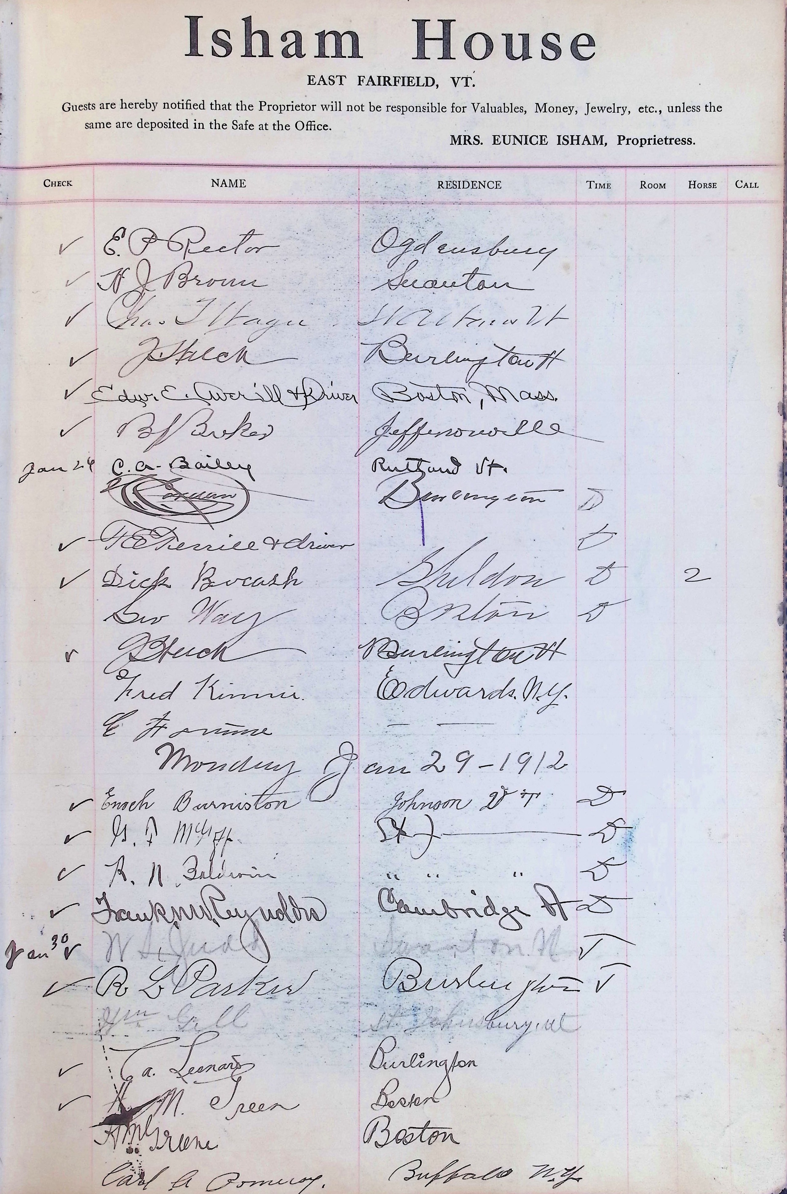 Isham Hotel register Vol. 4, Page 125