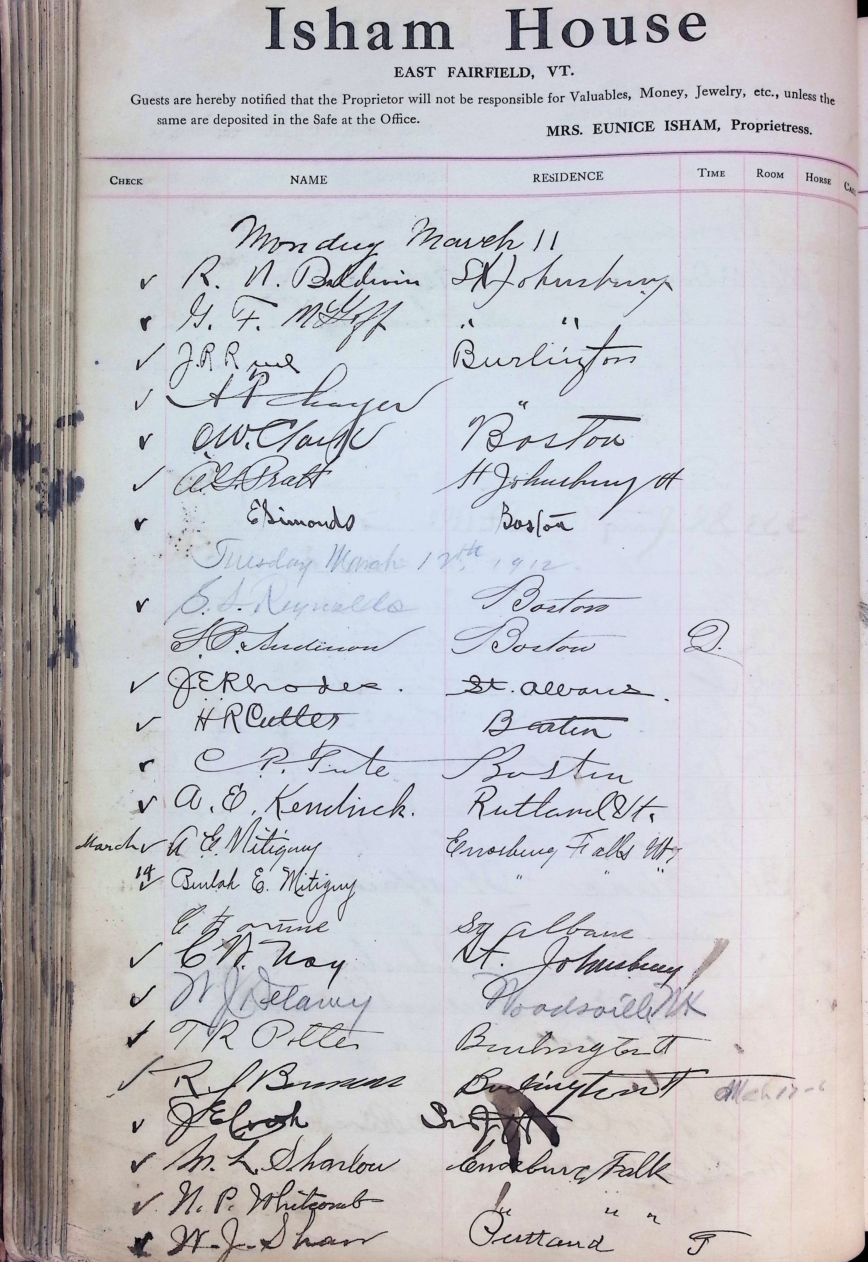 Isham Hotel register Vol. 4, Page 130