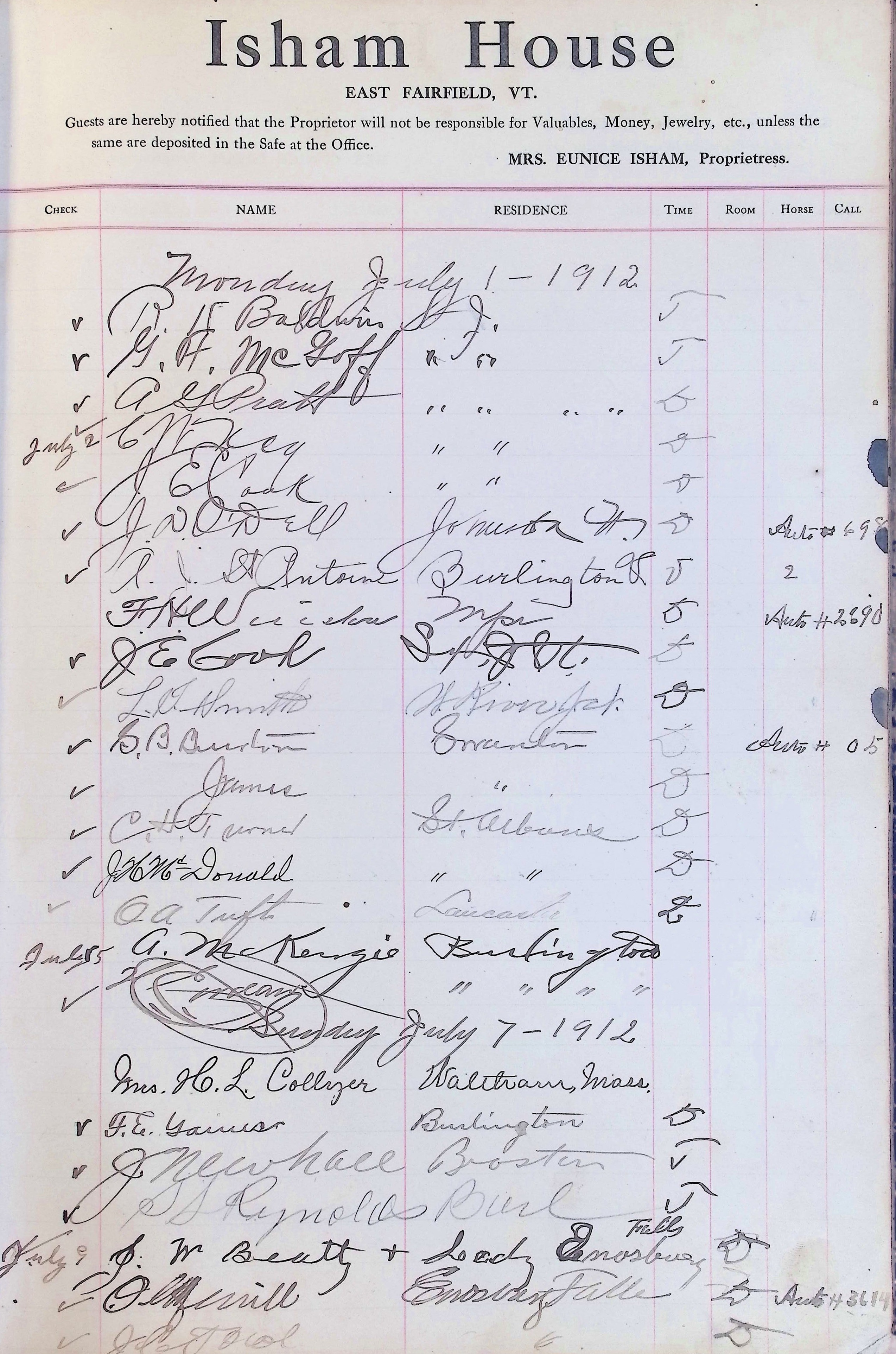 Isham Hotel register Vol. 4, Page 144
