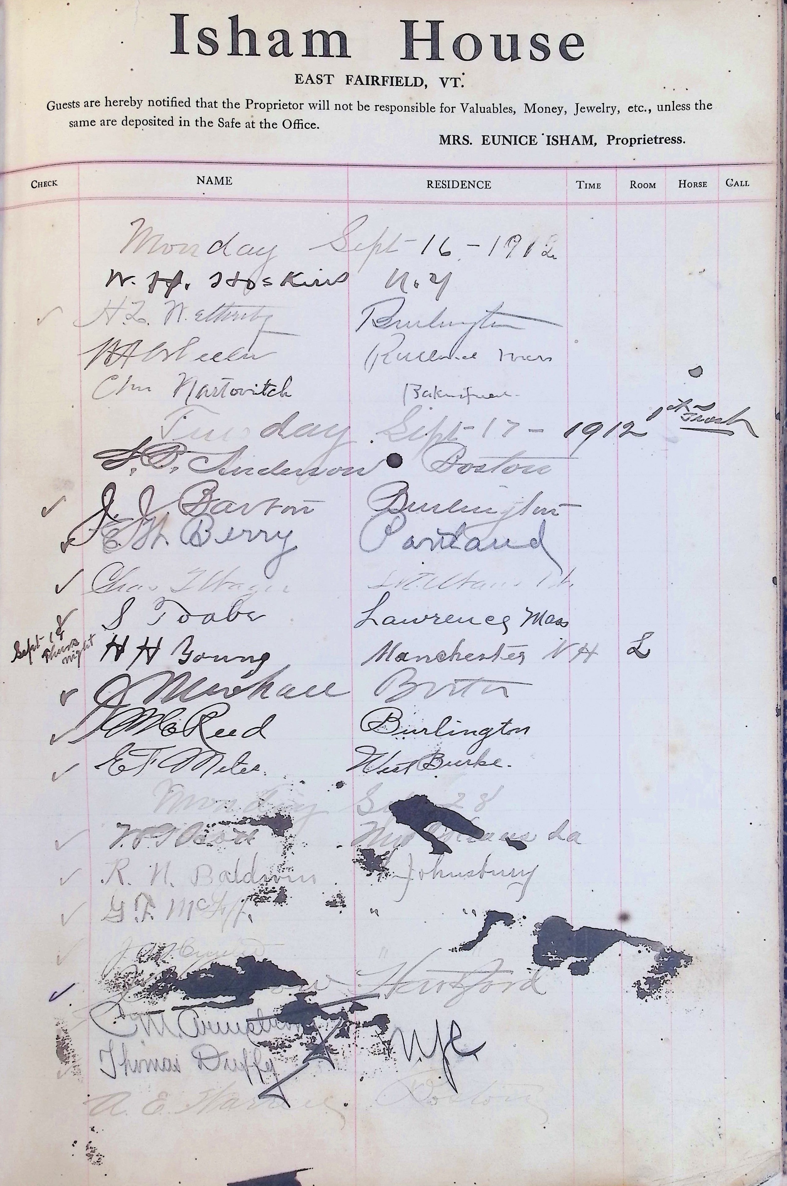 Isham Hotel register Vol. 4, Page 152