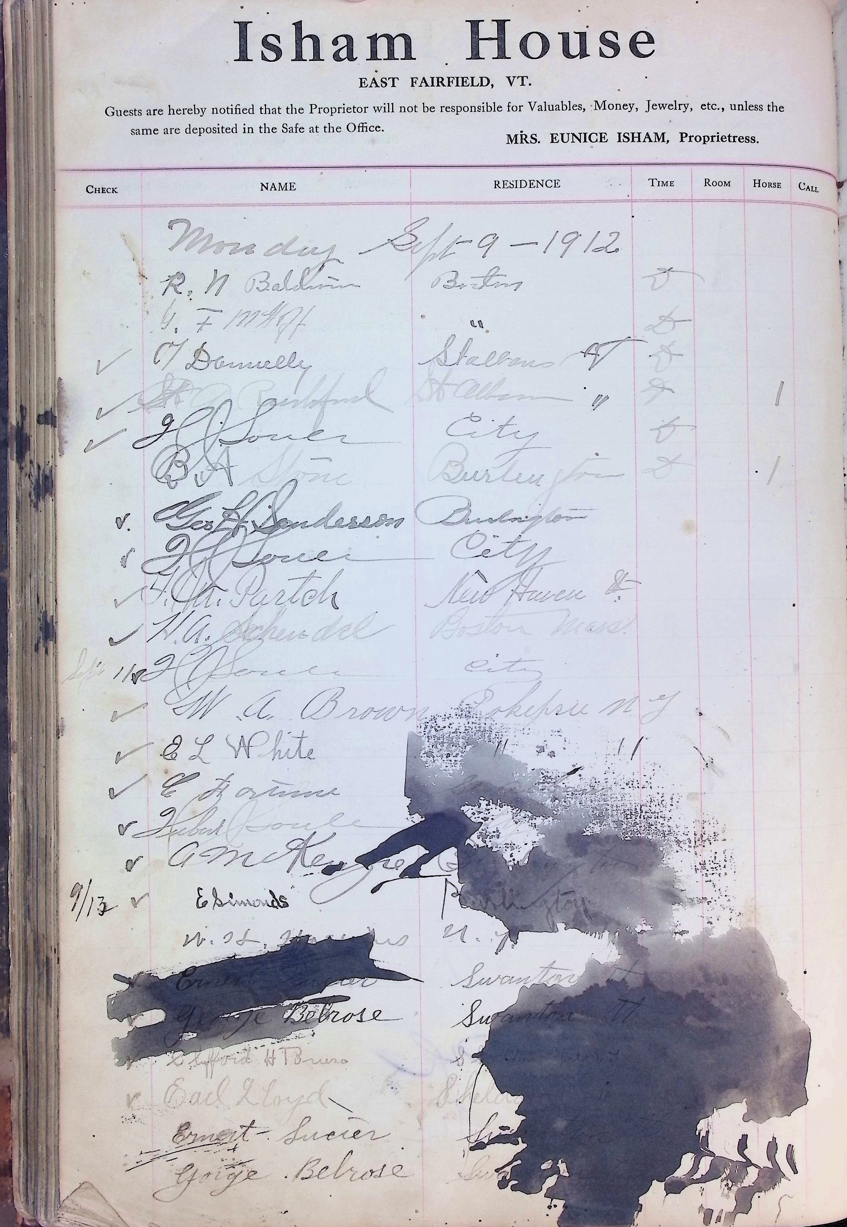 Isham Hotel register Vol. 4, Page 153