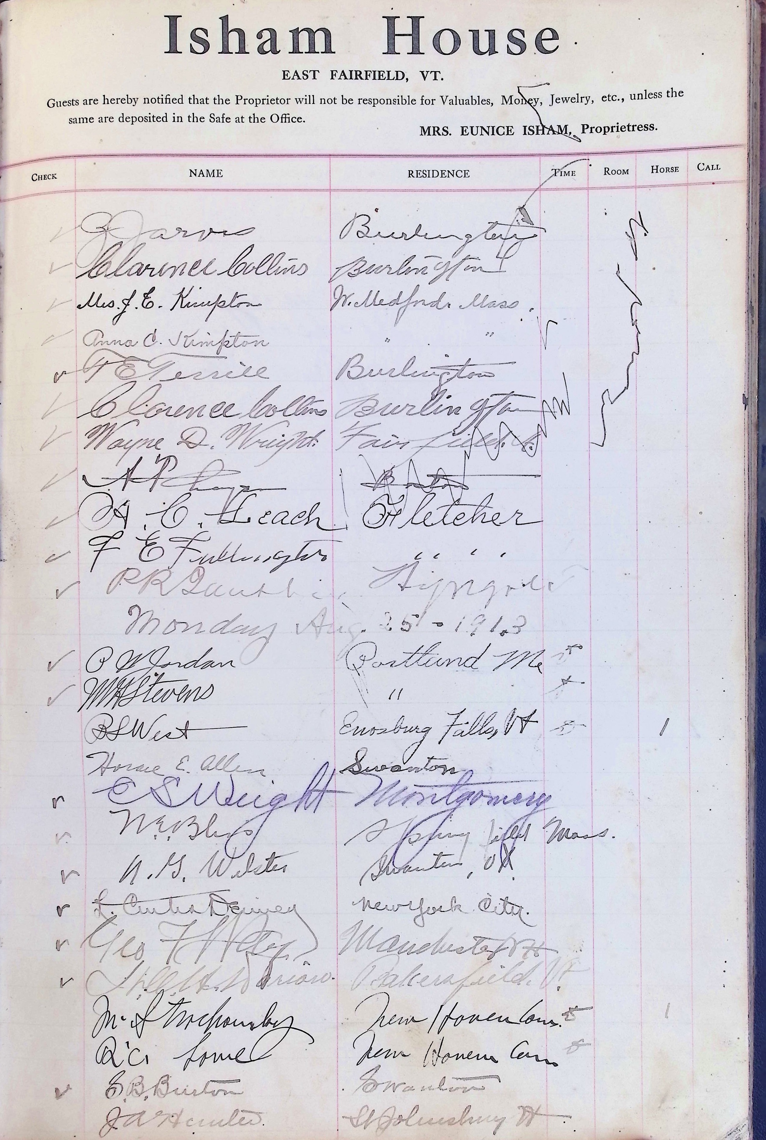 Isham Hotel register Vol. 4, Page 194