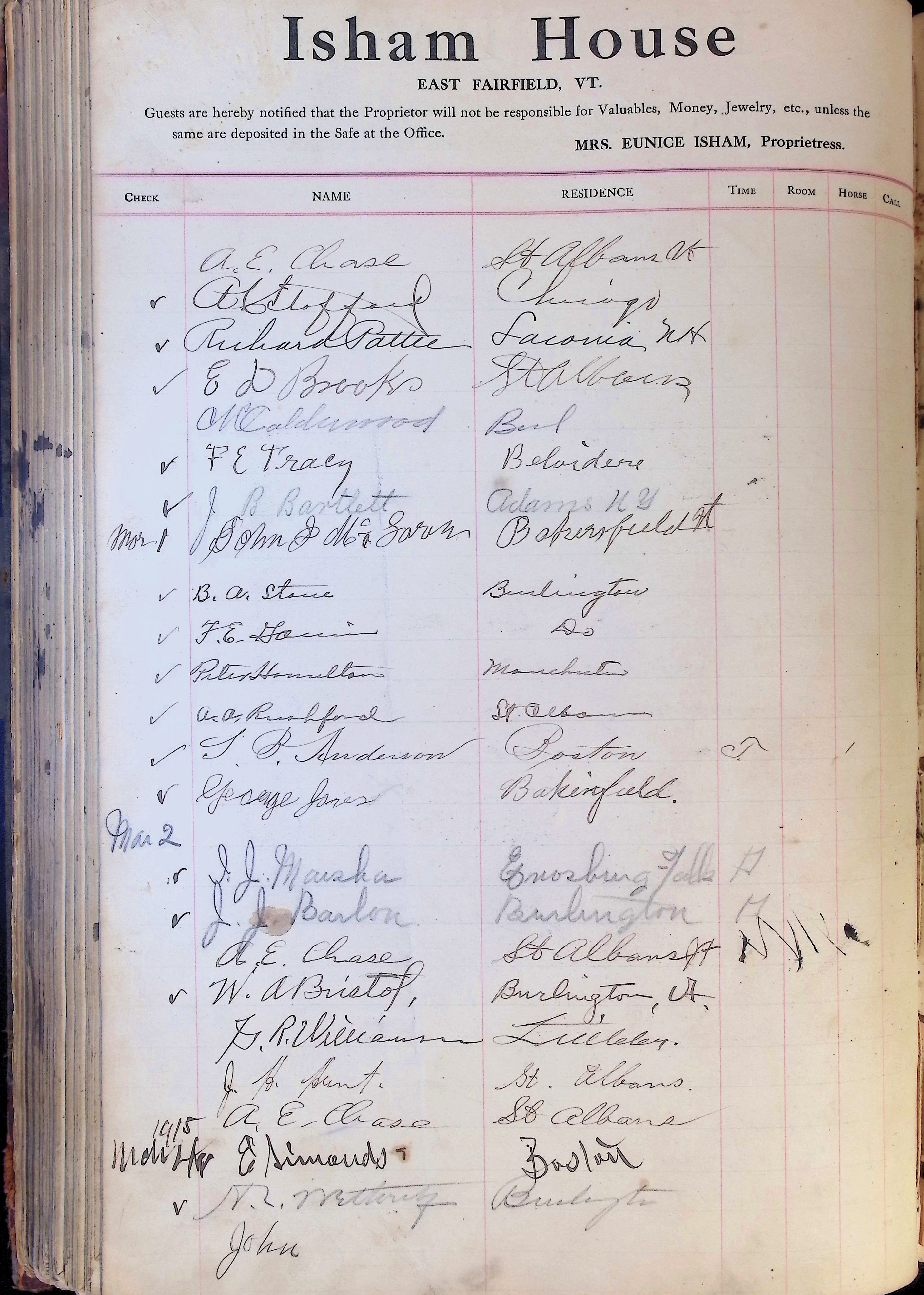 Isham Hotel register Vol. 4, Page 267